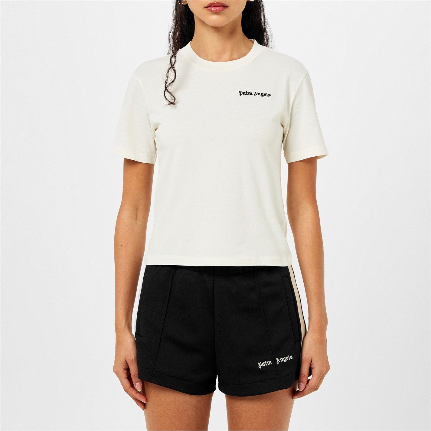 Palm Angels o1g2r1mq0325 Embroidered Logo T-Shirt in Ivory Size S / US 4 / IT 40 - 3 Thumbnail