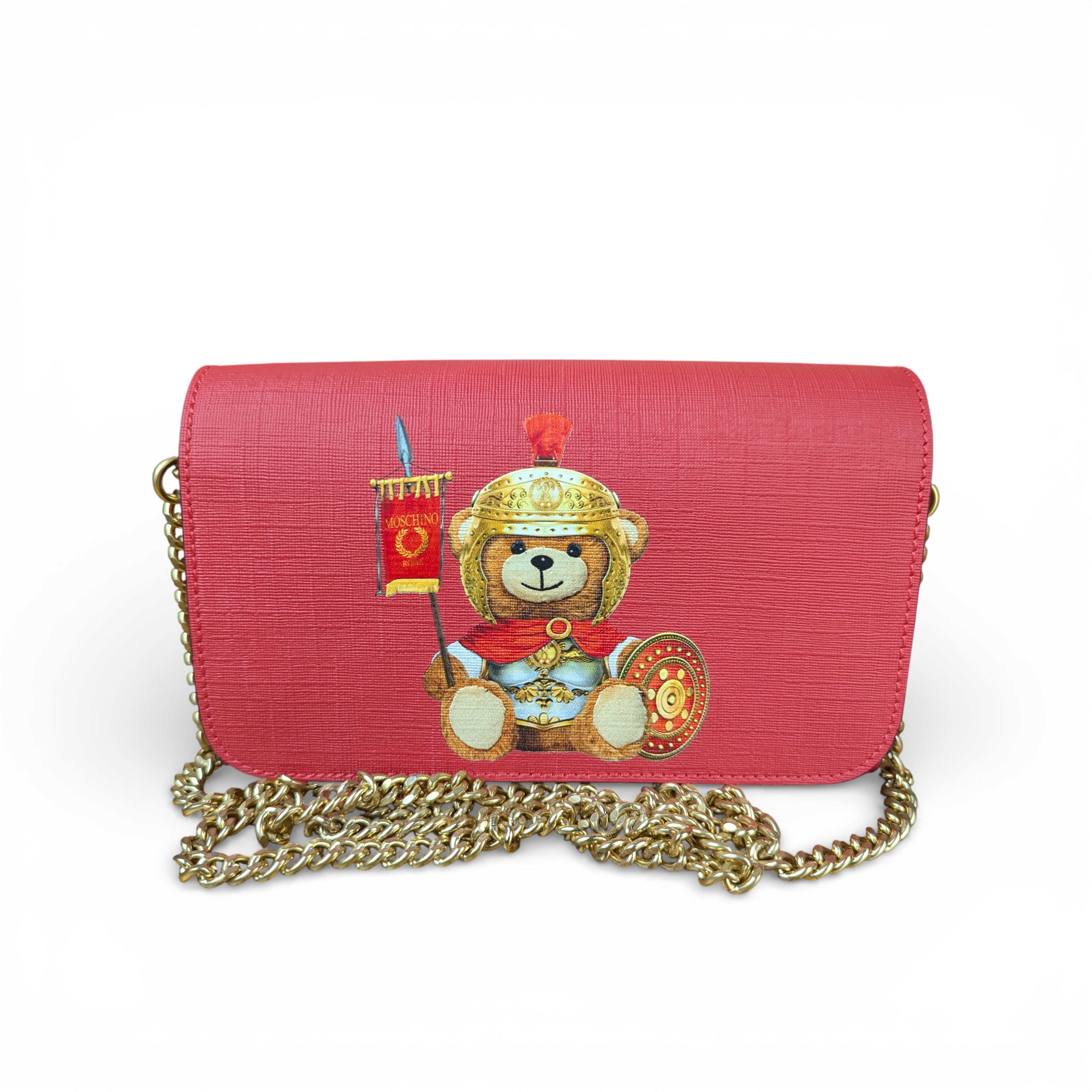 Moschino MOSCHINO COUTURE TEDDY BEAR RED LEATHER SHOULDER / CROSS BAG Size ONE SIZE - 4 Thumbnail