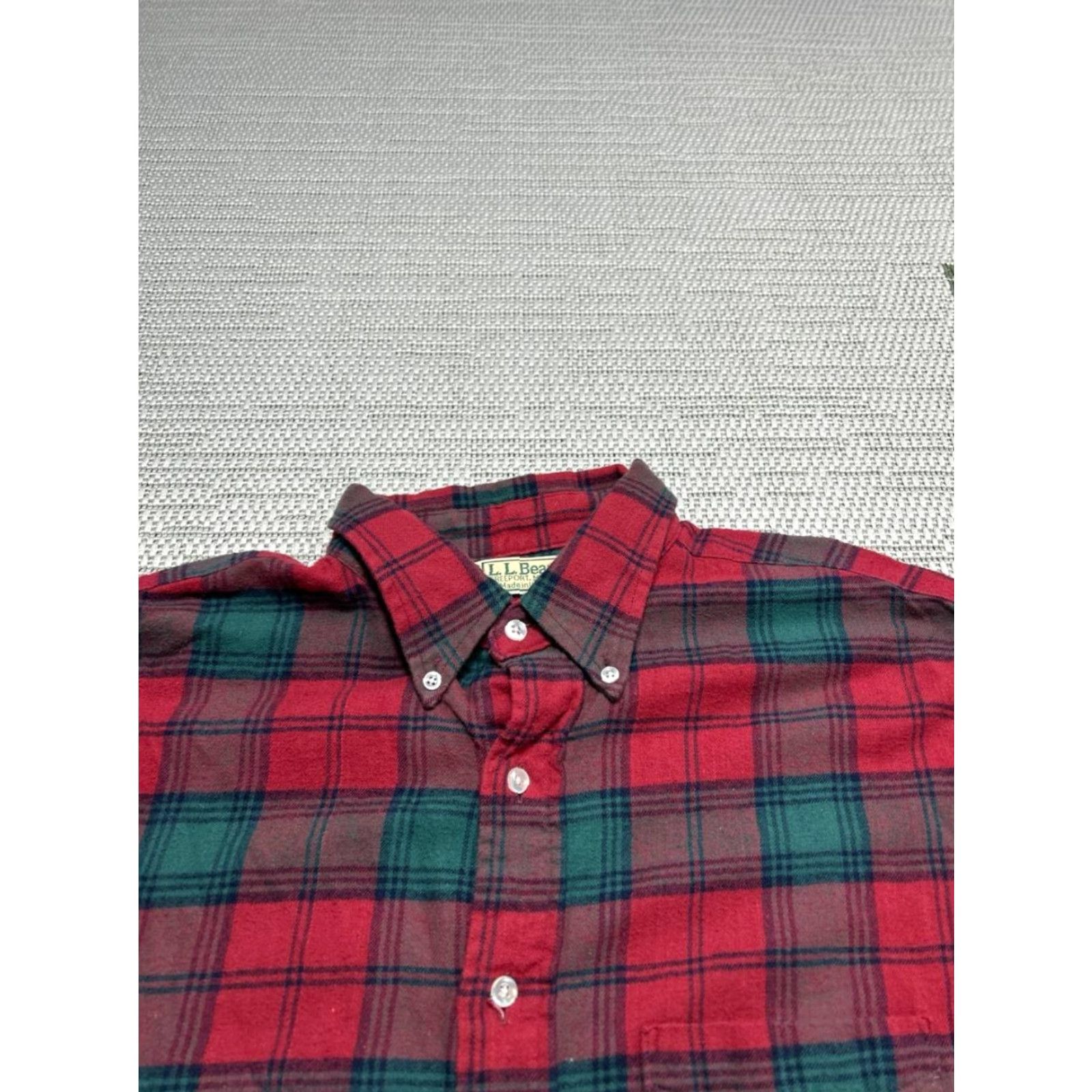 Vintage L.L.Bean Shirt Mens Large Red Cotton Button Up Plaid - Button-Down Collar, Long Sleeve, Casual, Pockets, Regular Fit, Fall Winter Spring, Men's Shirt Size US L / EU 52-54 / 3 - 2 Thumbnail