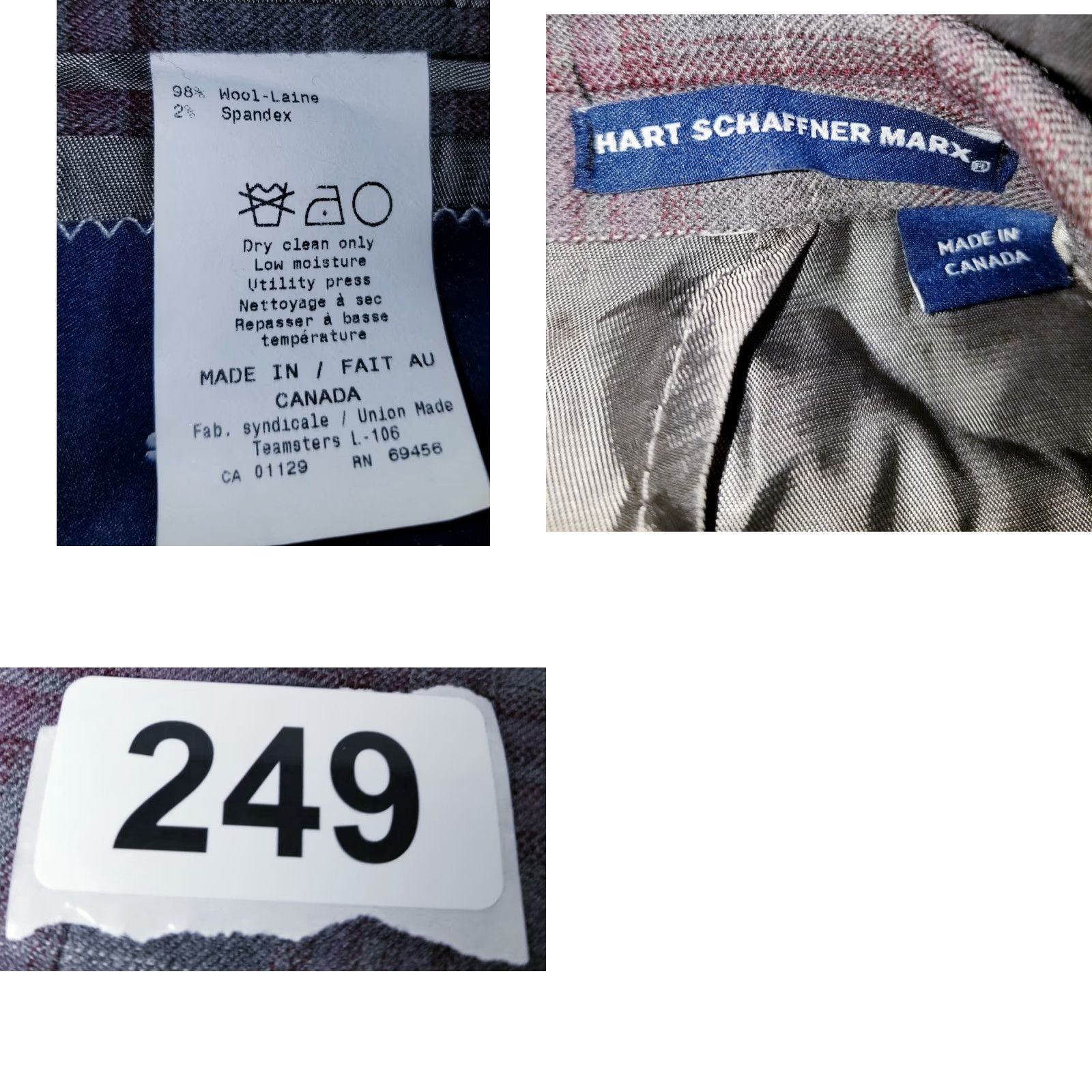 Hart Schaffner Marx Hart Schaffner Marx Sport Coat Jacket 48R Regular Wool Purple Gray Plaid Notch Two-Button Single-Breasted Mens Jacket Coat Size US M / EU 48-50 / 2 - 9 Thumbnail