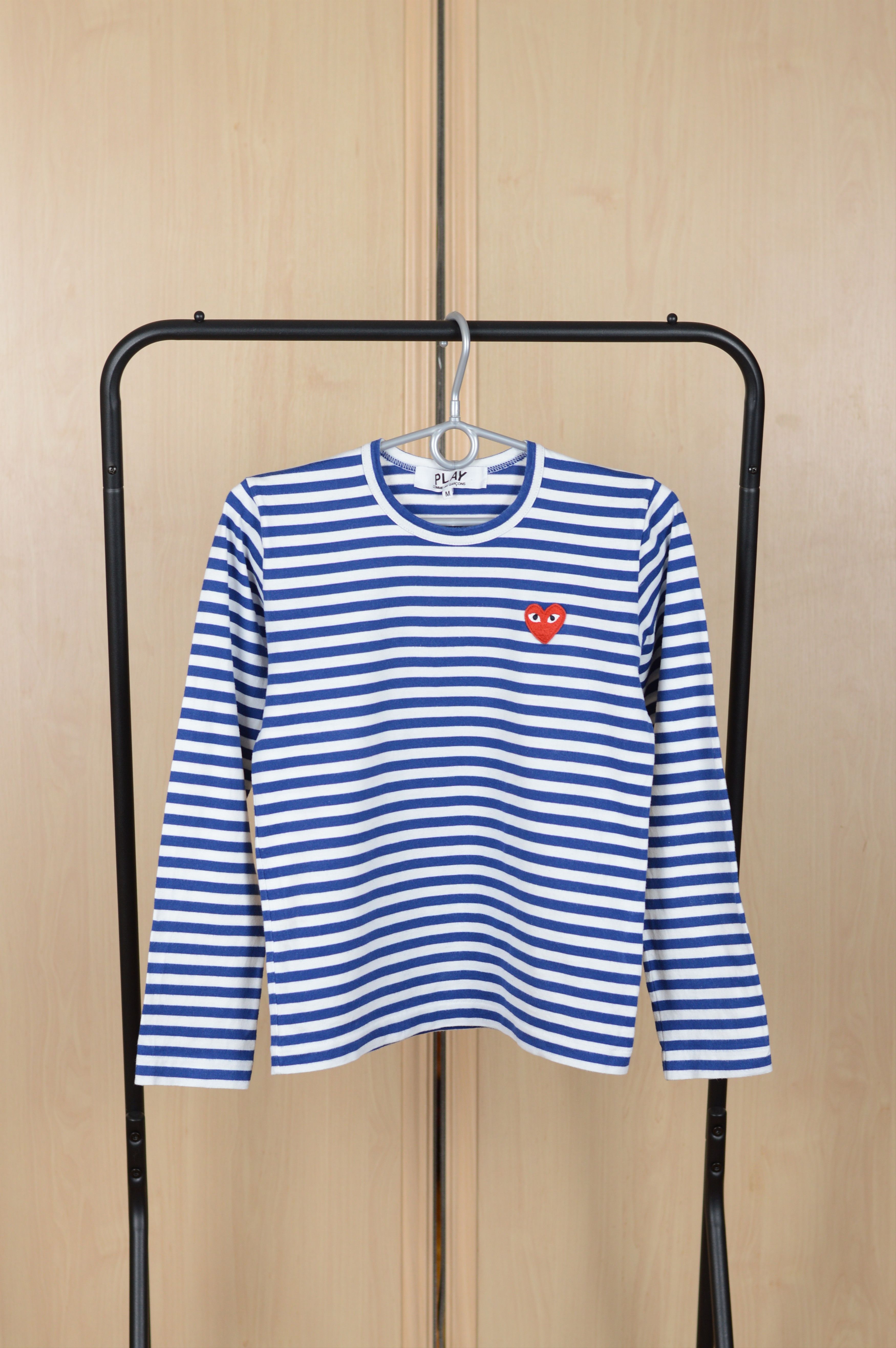 Comme des Garcons × Comme des Garcons PLAY CDG Play Striped Heart Logo Long Sleeve Tee Size M / US 6-8 / IT 42-44 - 1 Thumbnail