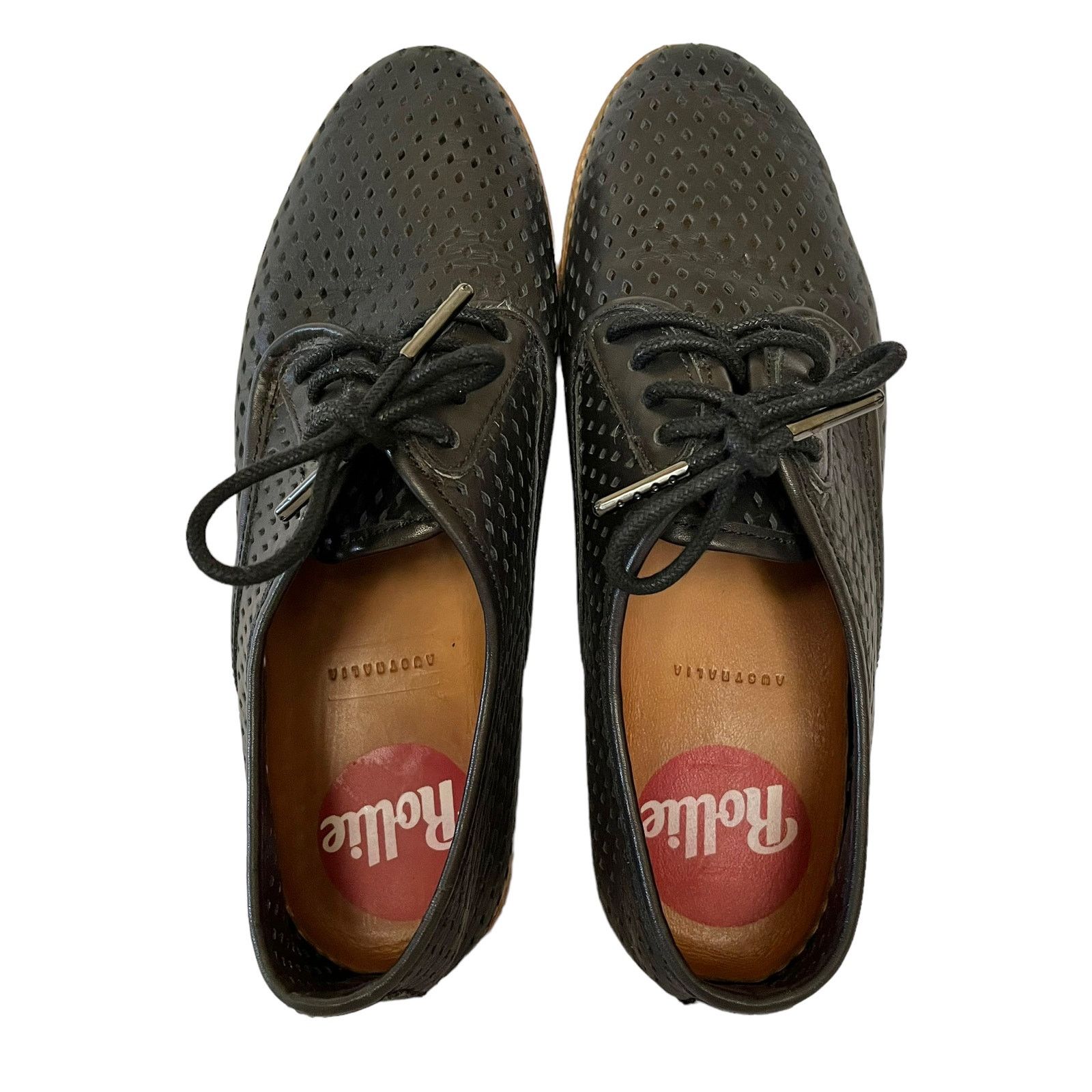 Other Rollie Australia Derby Perforated Black Leather Oxford Shoes Size US 6.5 / IT 36.5 - 6 Thumbnail