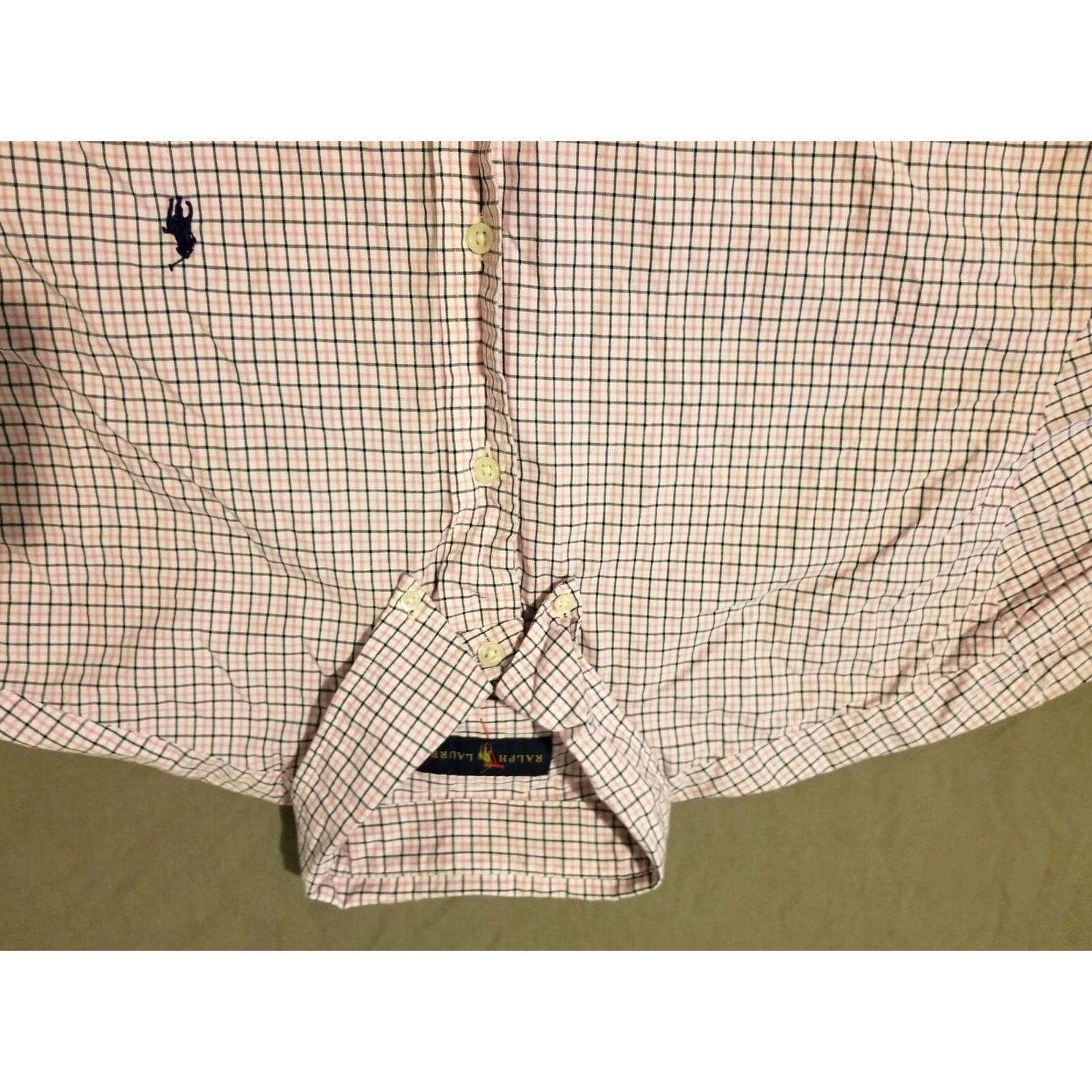 Polo Ralph Lauren Polo Ralph Lauren Dress Shirt Mens 17.5 Pink Cotton Button Check 17 1/2 Regular XS? Size 48R - 2 Thumbnail