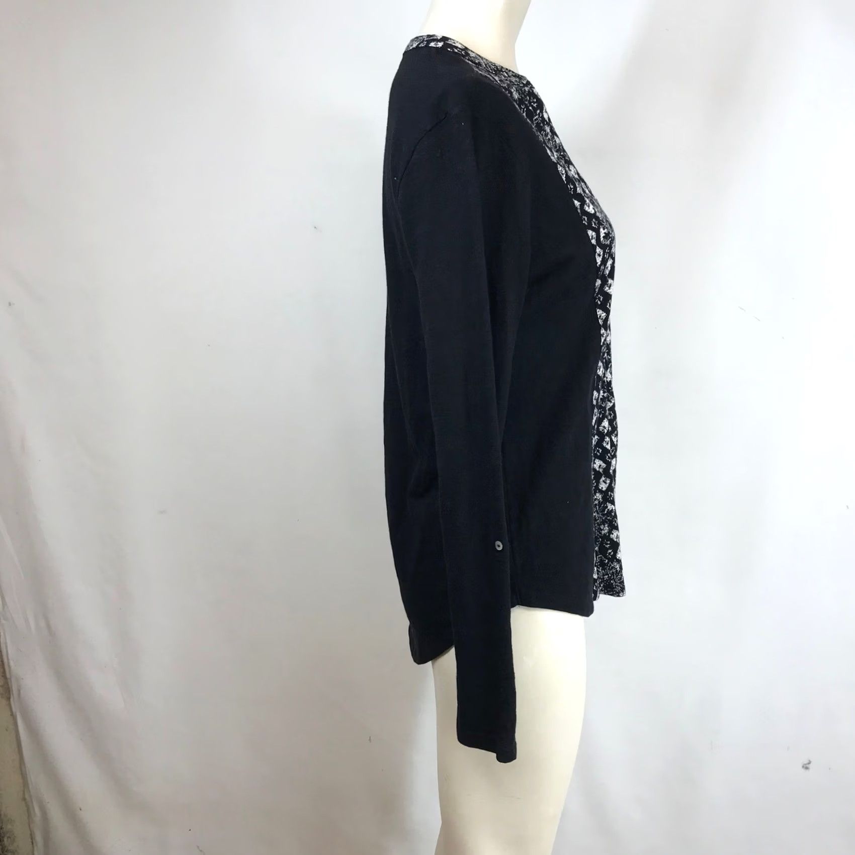 Lucky Brand Lucky Brand Top Womens Small Black White Geometric Diamond Print Split Neck NEW Size S / US 4 / IT 40 - 4 Thumbnail
