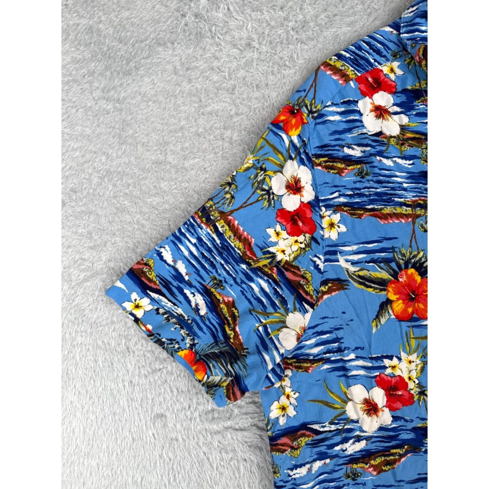 George George Shirt Men 2XL Blue Floral Island Hawaiian 100% Rayon Button-Up Size US XXL / EU 58 / 5 - 5 Thumbnail