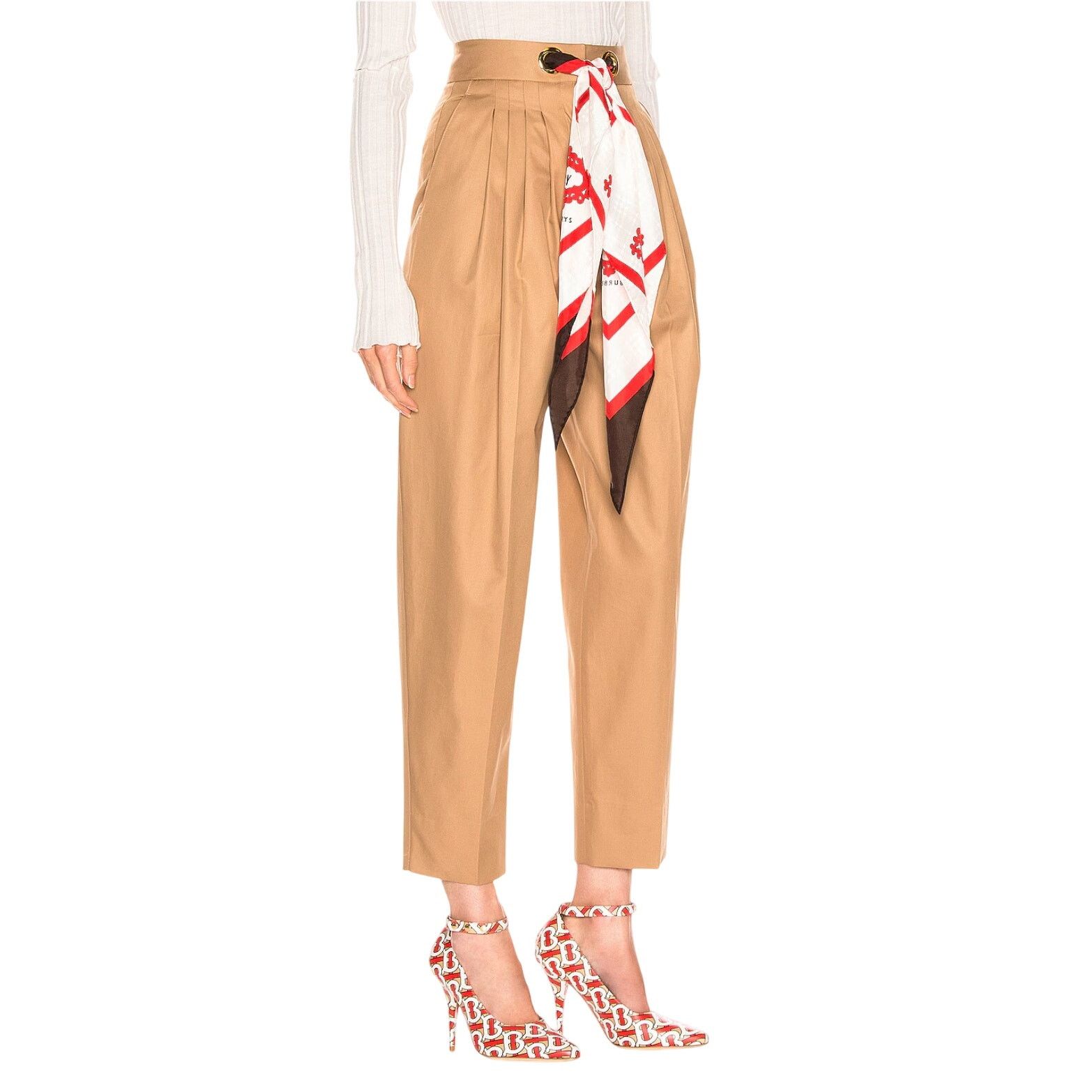 Burberry BURBERRY Tapered Pant Trouser Silk Scarf Belt SOCIETY NWT Size 25" / US 0 / IT 36 - 3 Thumbnail