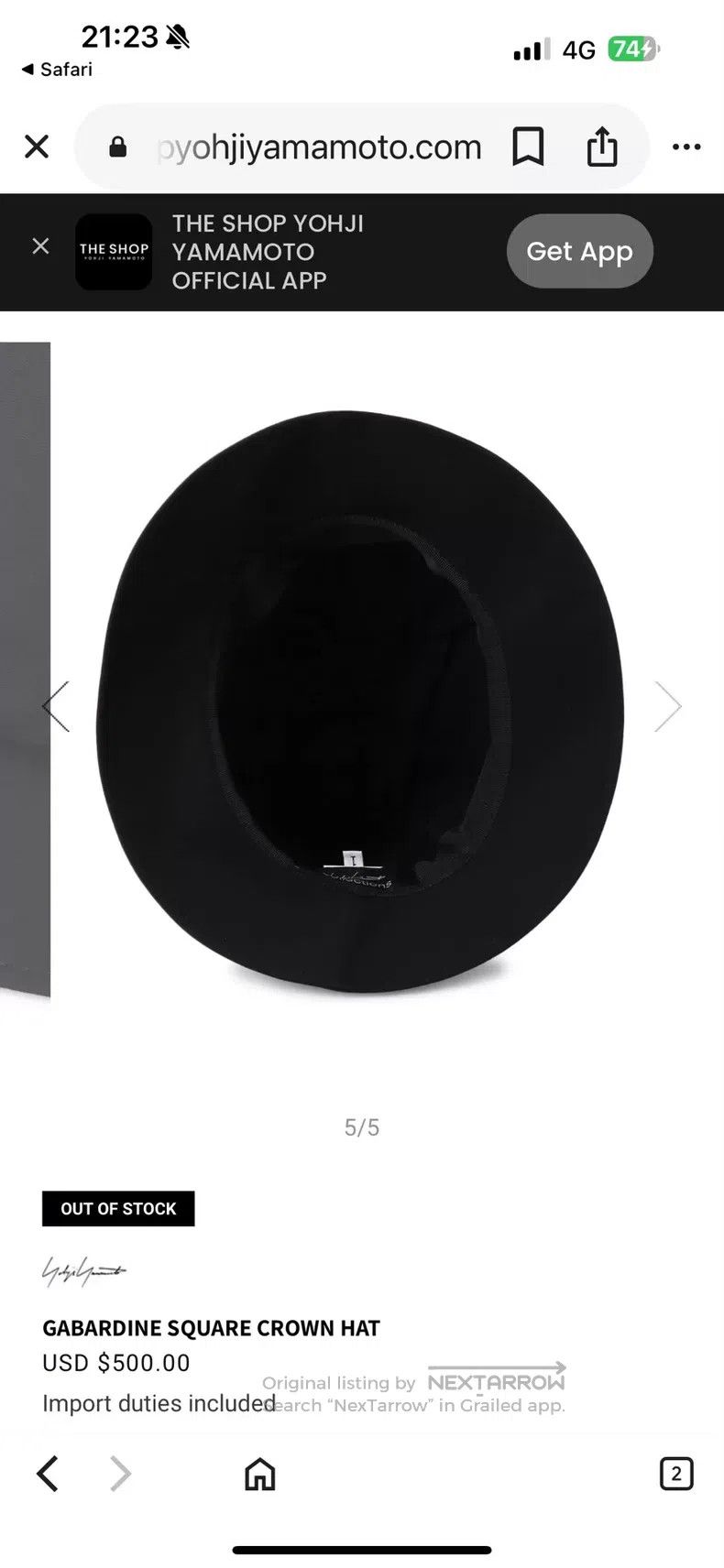 Yohji Yamamoto Yohji Yamamoto Qingshan Store Limited Witch Hat Size ONE SIZE - 5 Thumbnail