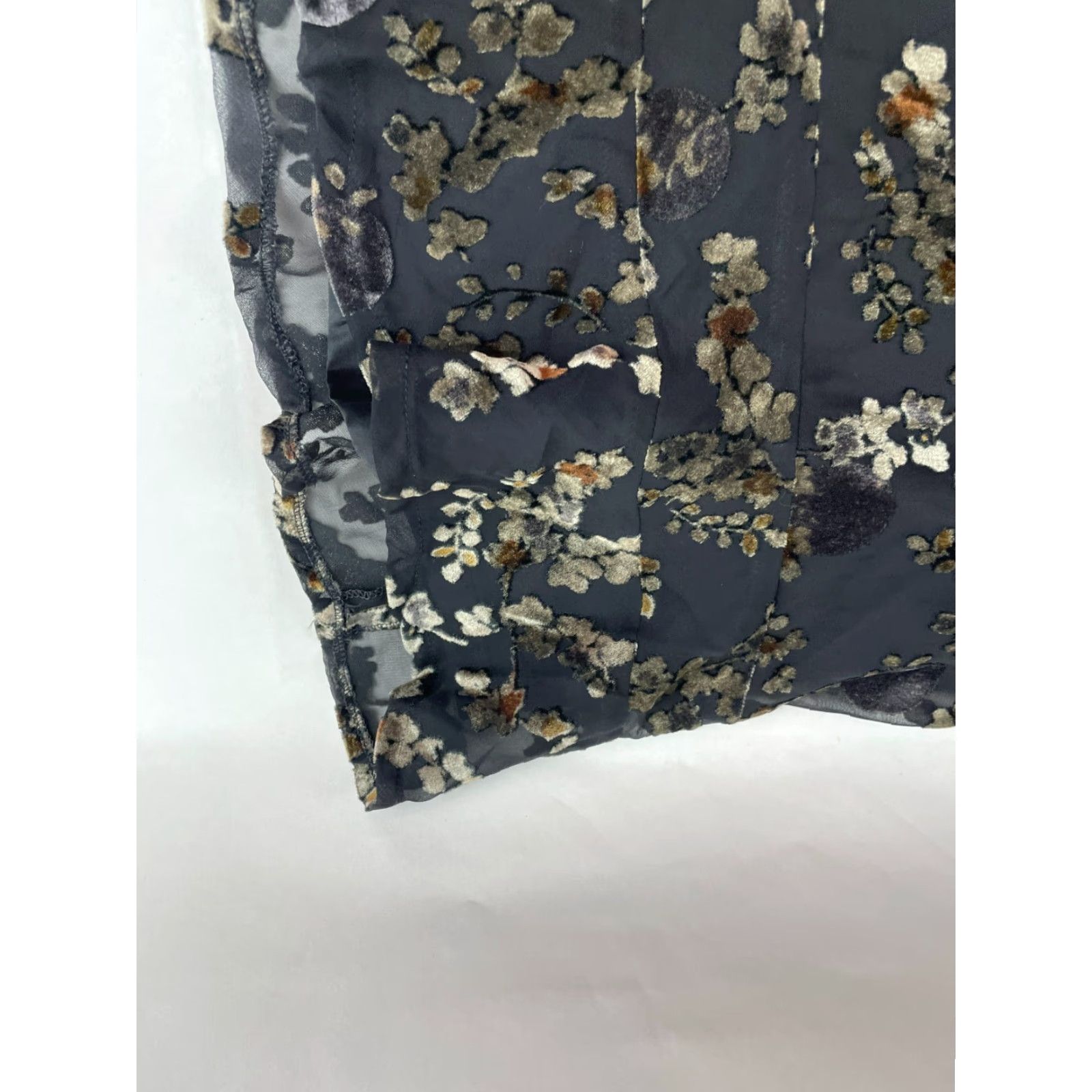 Vintage MONDO Skirt Women's Size 12 Black Brown Floral Botanical Velvet Knee Length Size 34" / US 12 / IT 48 - 4 Thumbnail