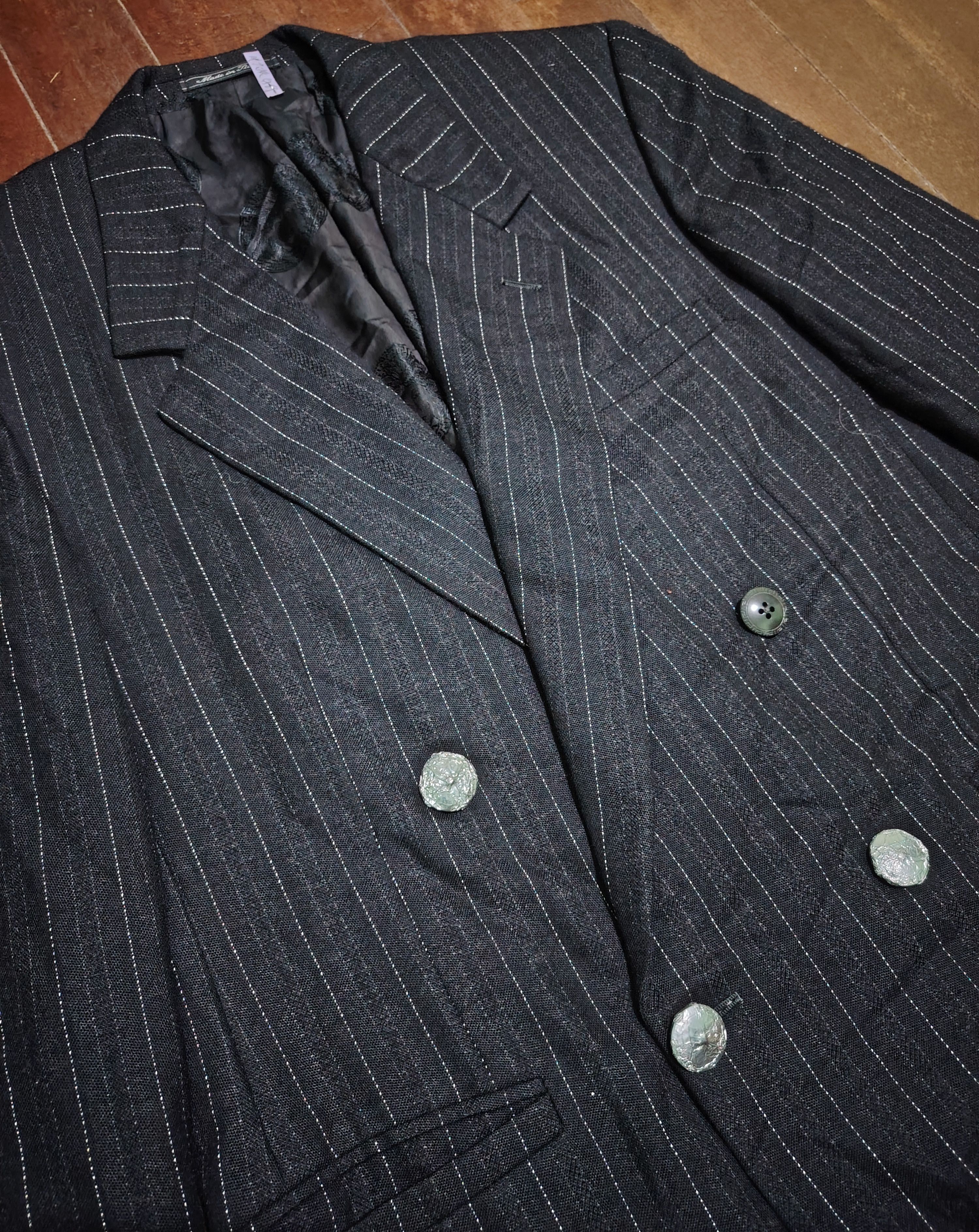Versace GIANNIVERSACECOUTURE - 90's-WoolPinstripeDoubleBreasted Coat Size 52R - 4 Thumbnail