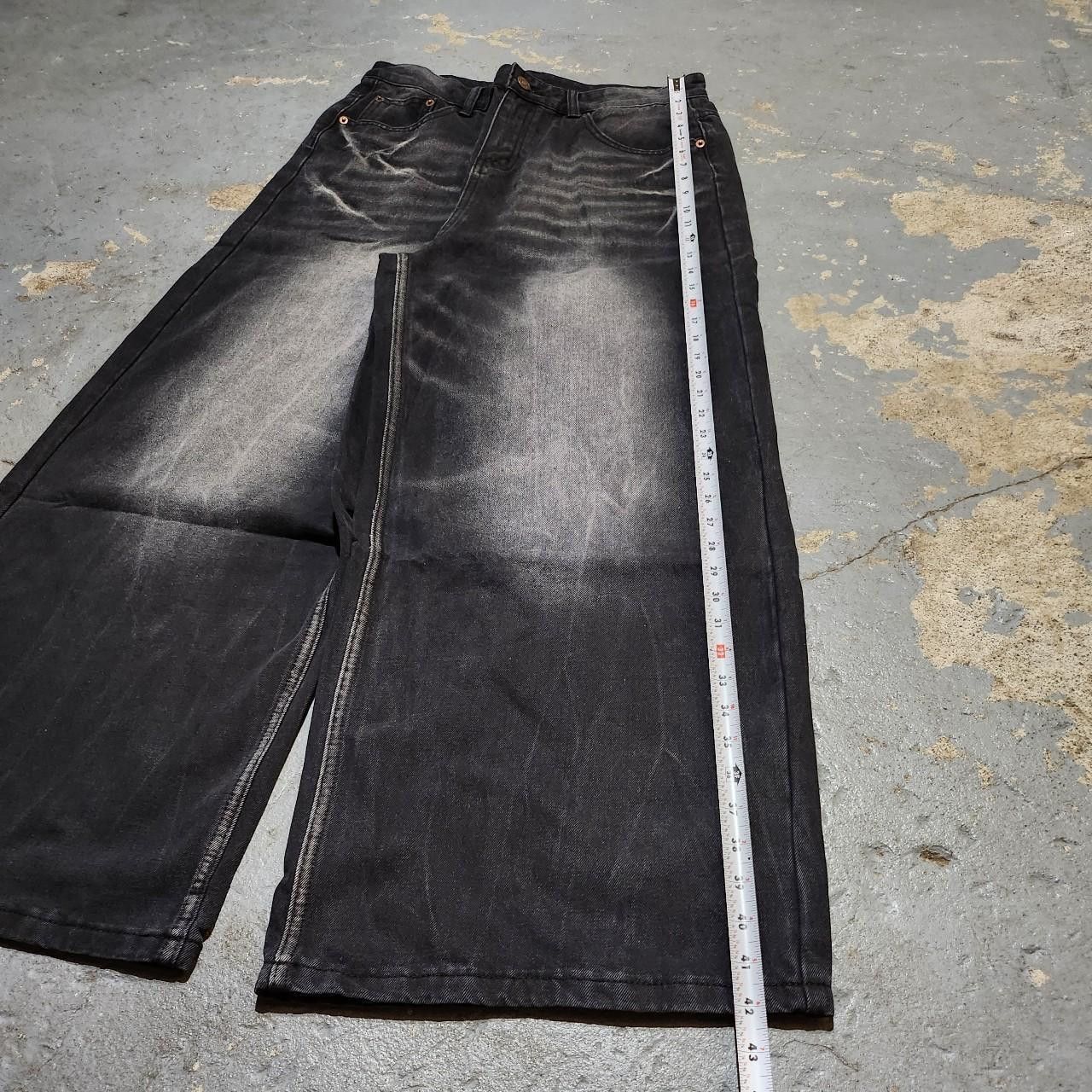 Japanese Brand Black baggy wide leg jeans distressed faded jeans Size US 32 / EU 48 - 5 Thumbnail