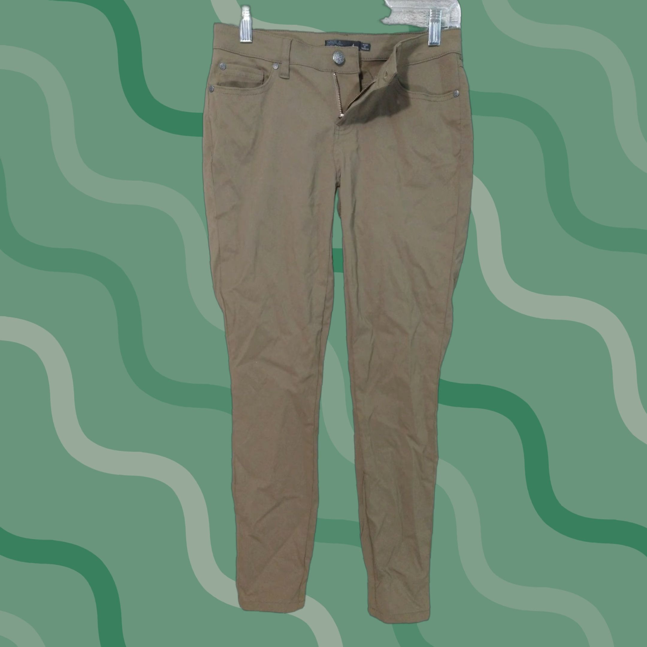 Prana prAna Pants Womens 4 Green Nylon Travel Hiking Outdoor Stretch Chino Regular Tapered Inseam 28 in Green Nature Vintage No Mens Womens Size 27" / US 4 / IT 40 - 1 Thumbnail
