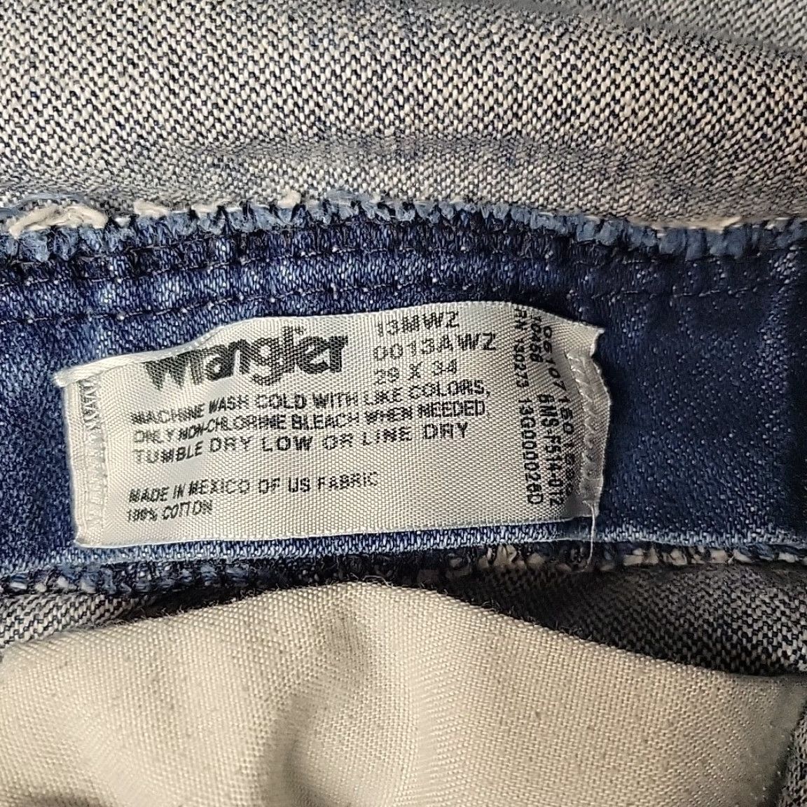 Wrangler Wrangler Jeans Men 29x34 Faded Whiskered Blue Denim 13MWZ Cotton Western Cowboy Size US 29 - 4 Thumbnail