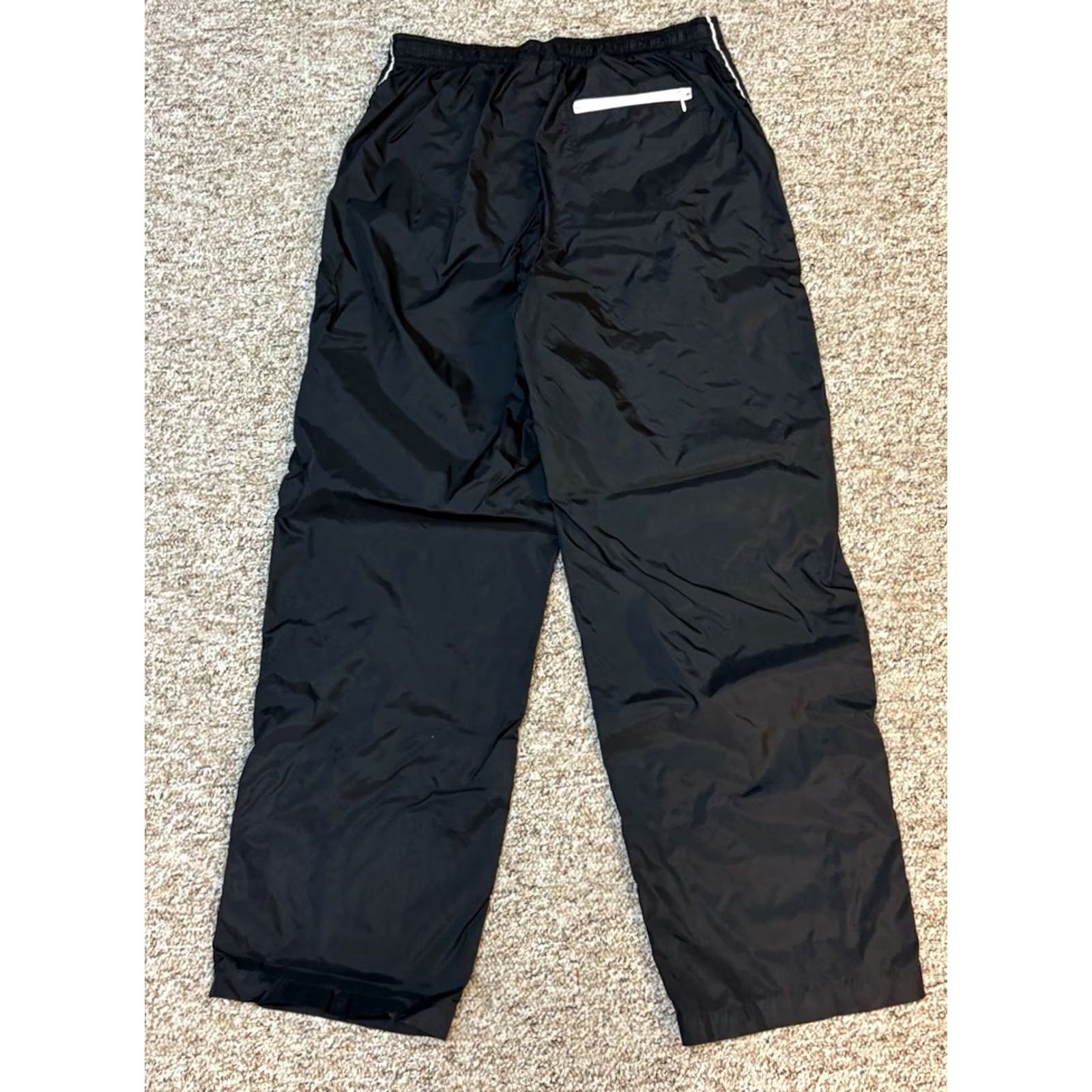 Nike VINTAGE Nike Sweatpants Women Large Black Swoosh Track Zipper Bottoms Y2K Size 36" / US 14 / IT 50 - 5 Thumbnail