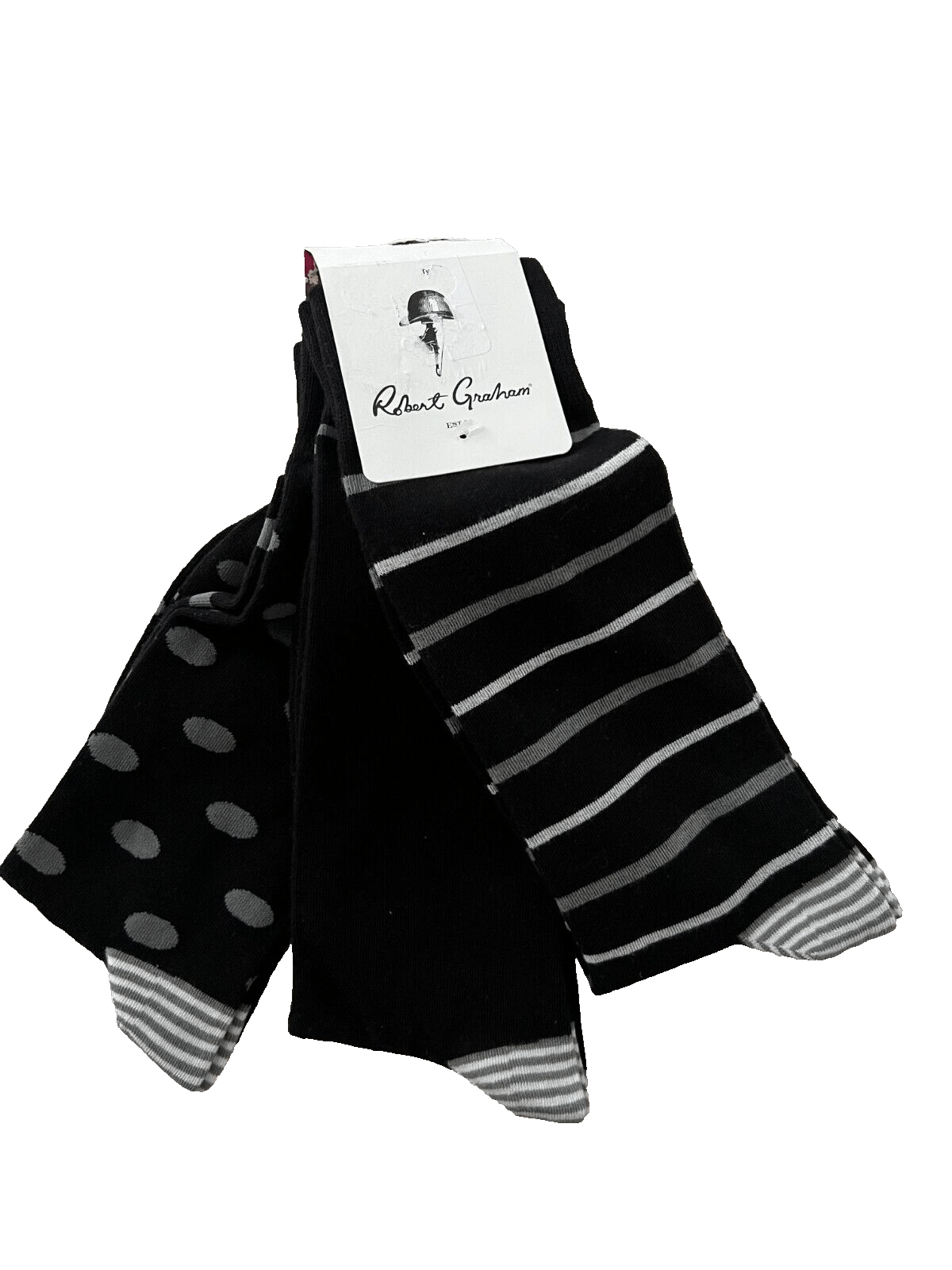 Robert Graham Robert Graham Black 3-Pack Pattern Crew Socks One Size Size ONE SIZE - 2 Thumbnail