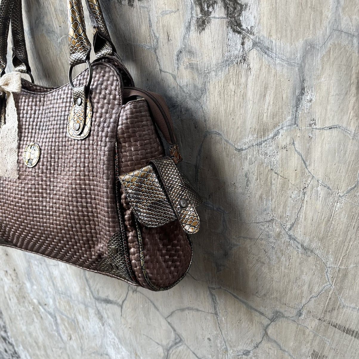 Japanese Brand 00's POCKETED SYN LEATHER SNAKESKIN SHOULDER BAG Size ONE SIZE - 3 Thumbnail