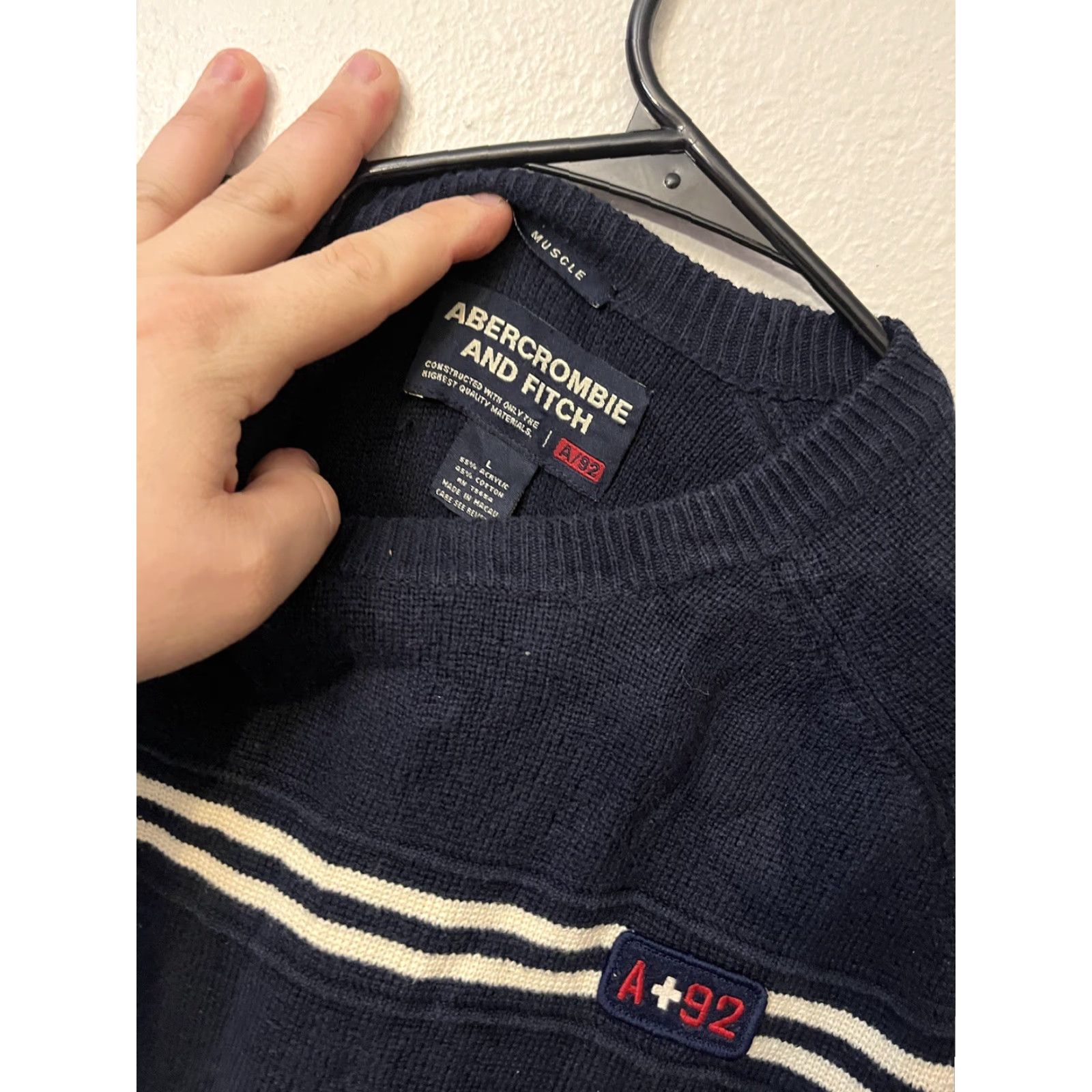 Abercrombie & Fitch Abercrombie and Fitch Mens Crew Neck Pullover Navy Blue Logo Sweater Large Size US L / EU 52-54 / 3 - 3 Thumbnail