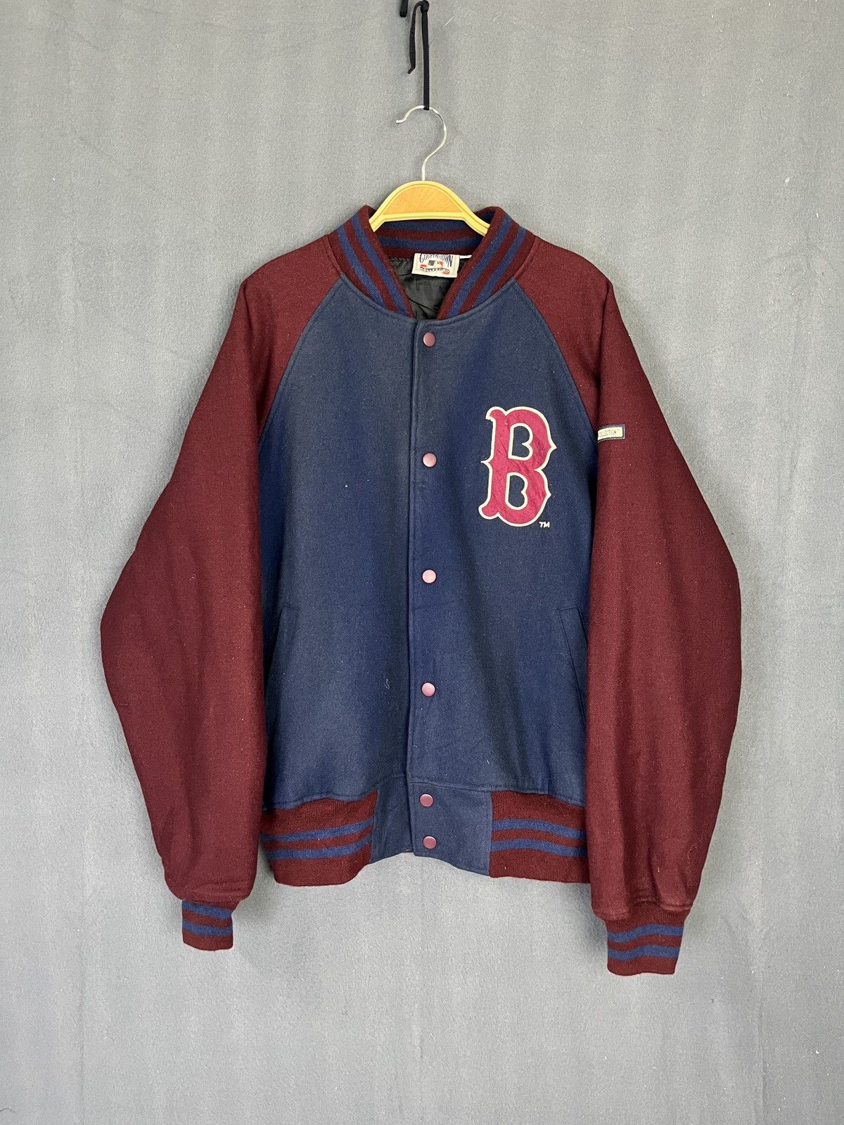 Cooperstown Collection × MLB Vintage Red Sox Button Up Wool Letterman Varsity Jacket Size US M / EU 48-50 / 2 - 1 Thumbnail