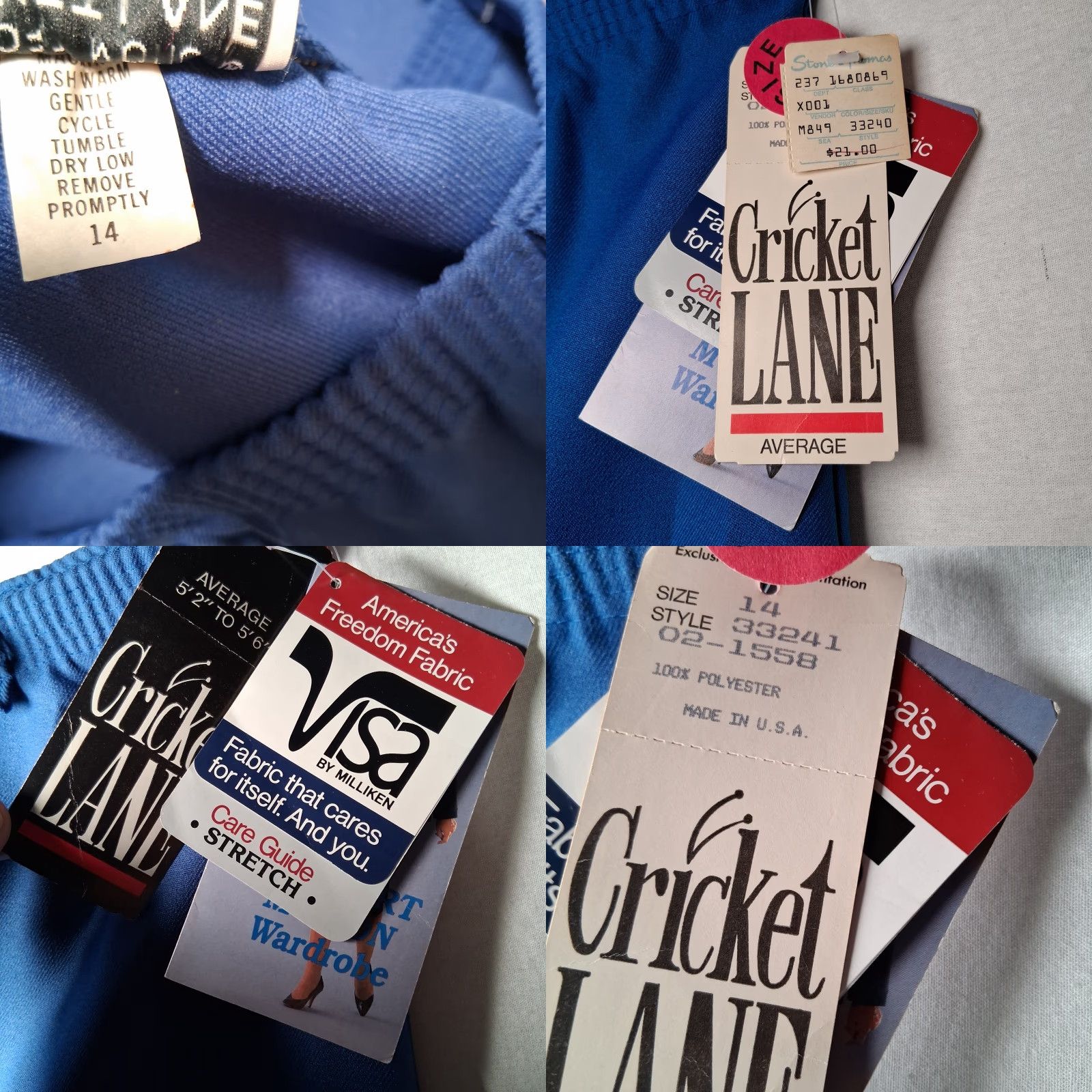 Vintage VINTAGE Cricket Lane Skirt Women Midi 16 Blue Polyester A-Line NOS 1980s Comfort Motion Regular Wool? Wait. Size 38" / US 16 / IT 52 - 8 Thumbnail