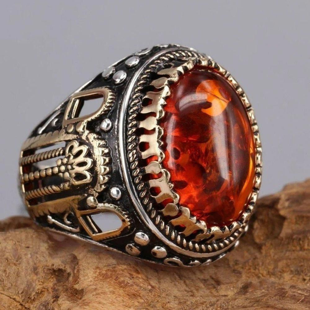 Designer Men's Two Tone Red Geometric Domineering Ring - Size 9 Size ONE SIZE - 2 Thumbnail