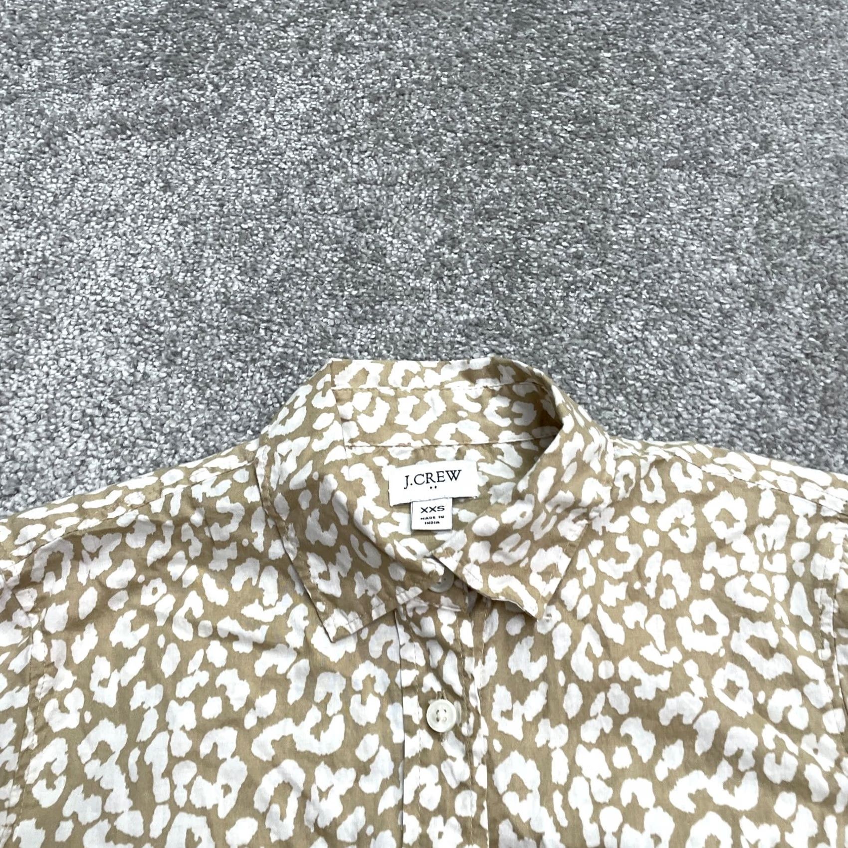 J.Crew J.CREW Animal Print Button-Down Shirt Womens XXS Brown White Long Sleeve Cotton Shirt Size XXS / US 00 / IT 34 - 3 Thumbnail