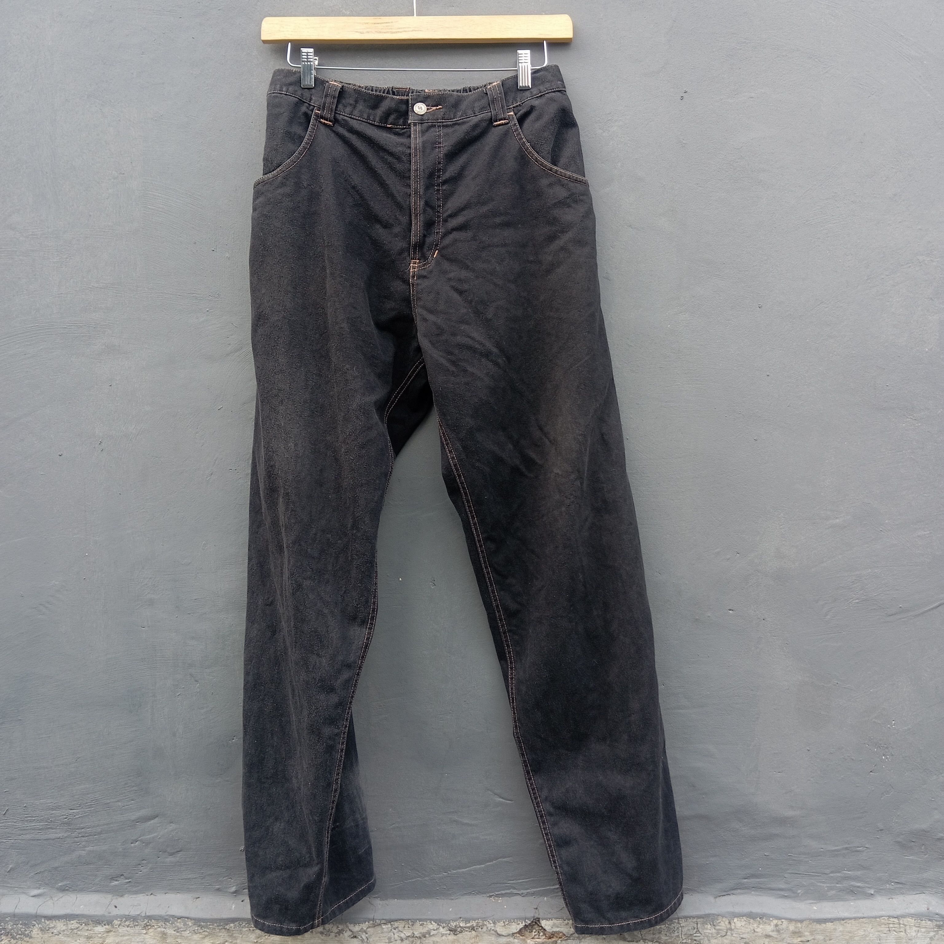 image of Vintage 90's Quiksilver Long Pants / Trousers in Wash Black, Men's (Size 33)