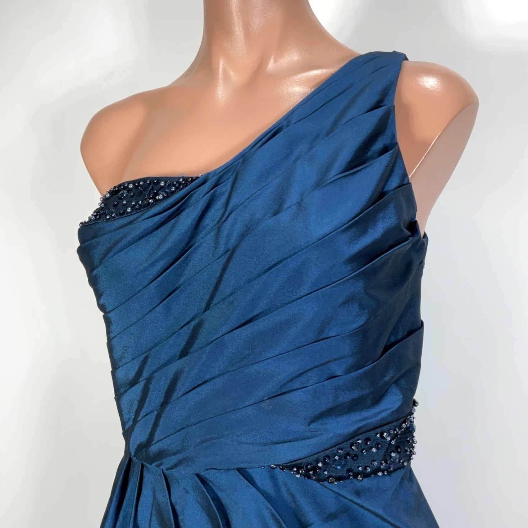 Adrianna Papell VINTAGE Adrianna Papell E! Live From the Red Carpet One Shoulder Blue Gown y2k BEADED Dress Size S / US 4 / IT 40 - 3 Thumbnail