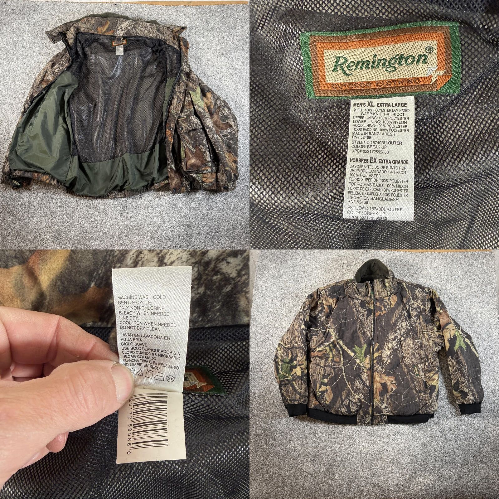 Remington 3-in-1 Insulated Hunting Jacket Mens XL Camo Multi Guard Thermore Coat