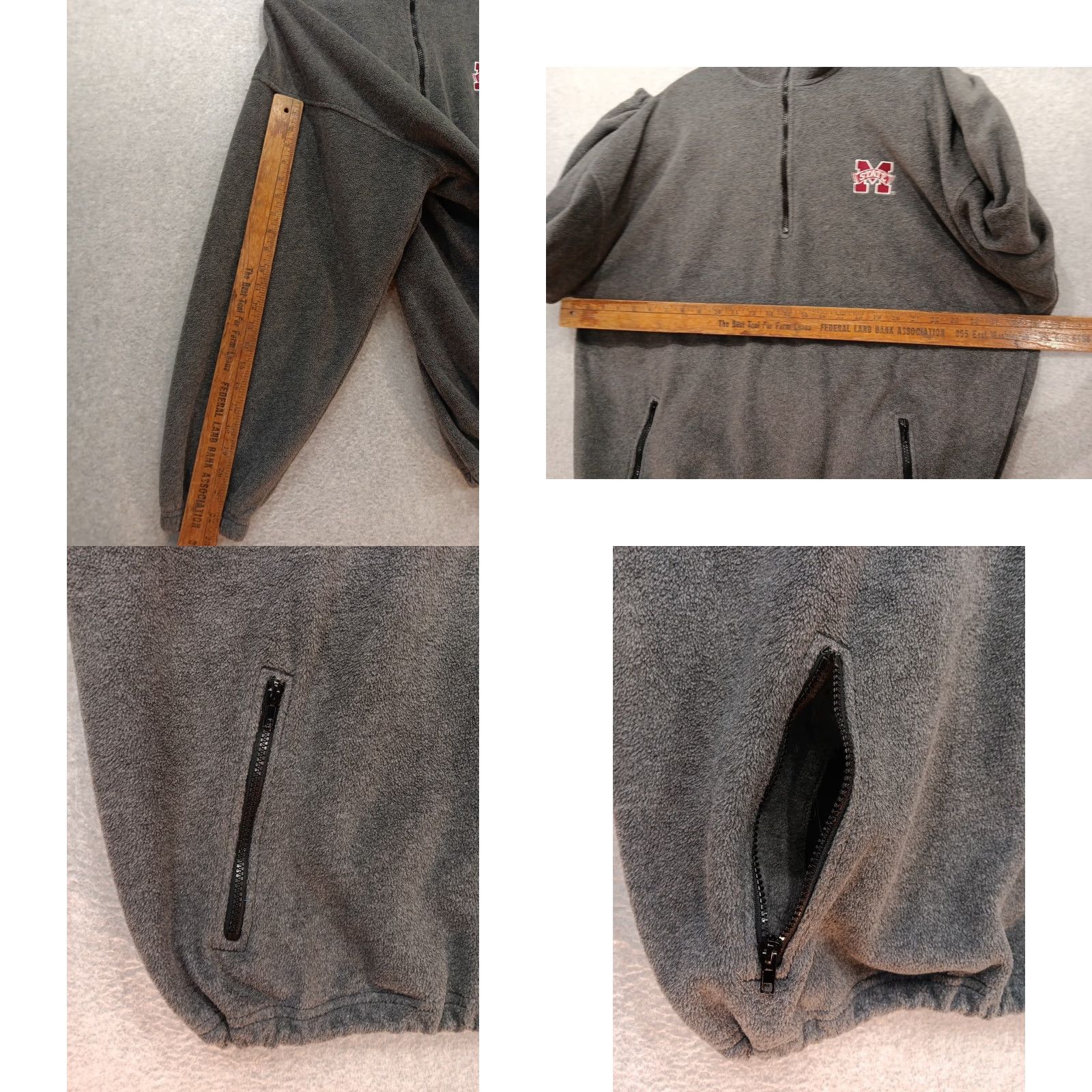 Vintage Mississippi State University Quarter-Zip Pullover Fleece 2XL Gray Zip Mens Pullover Acadia Tag Stand-Up Collar State Theme Size US XXL / EU 58 / 5 - 8 Thumbnail
