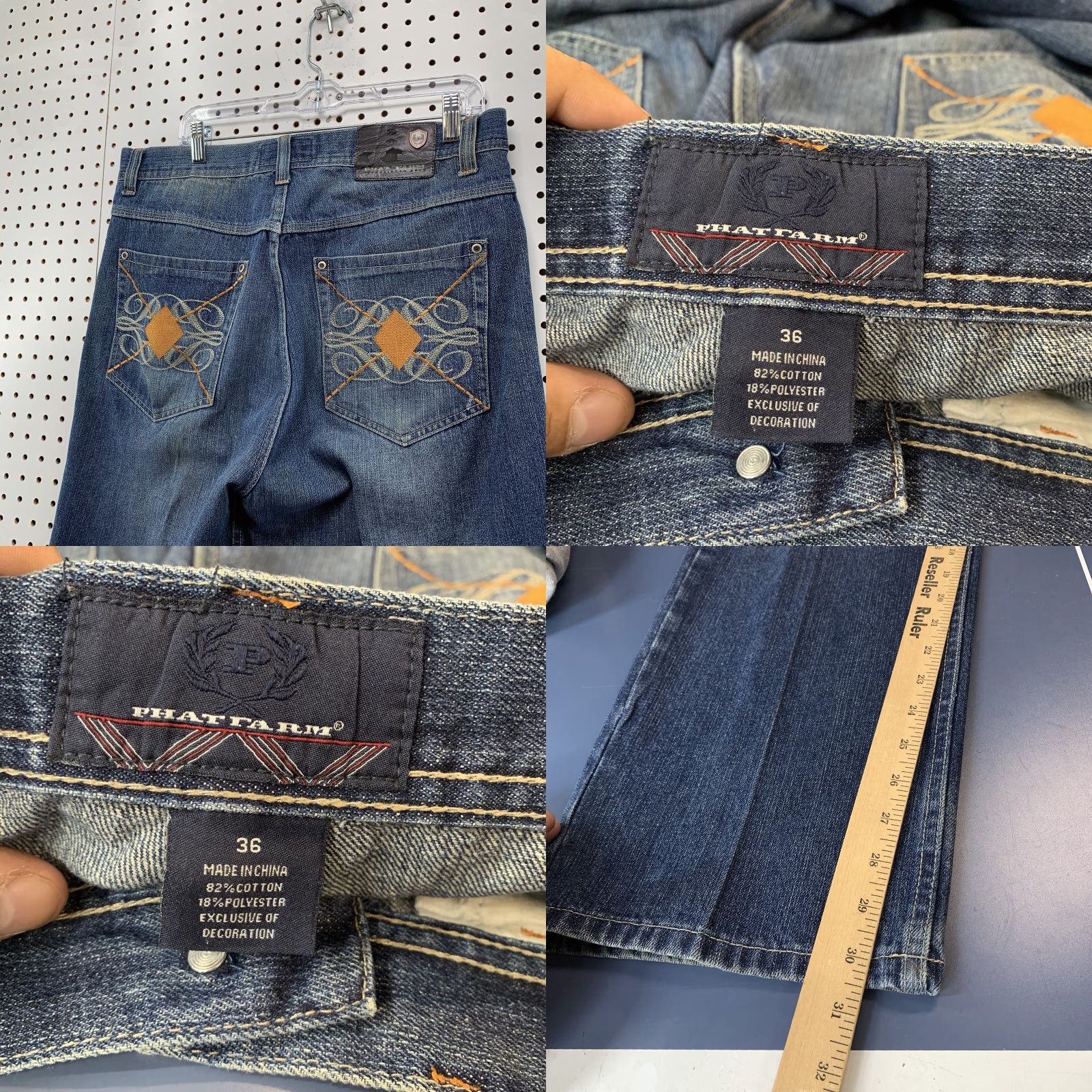 Phat Farm VINTAGE Phat Farm Baggy Denim Jeans Size 36 Blue Wide Leg Hip Hop 36x31 Mens Size US 36 / EU 52 - 8 Thumbnail