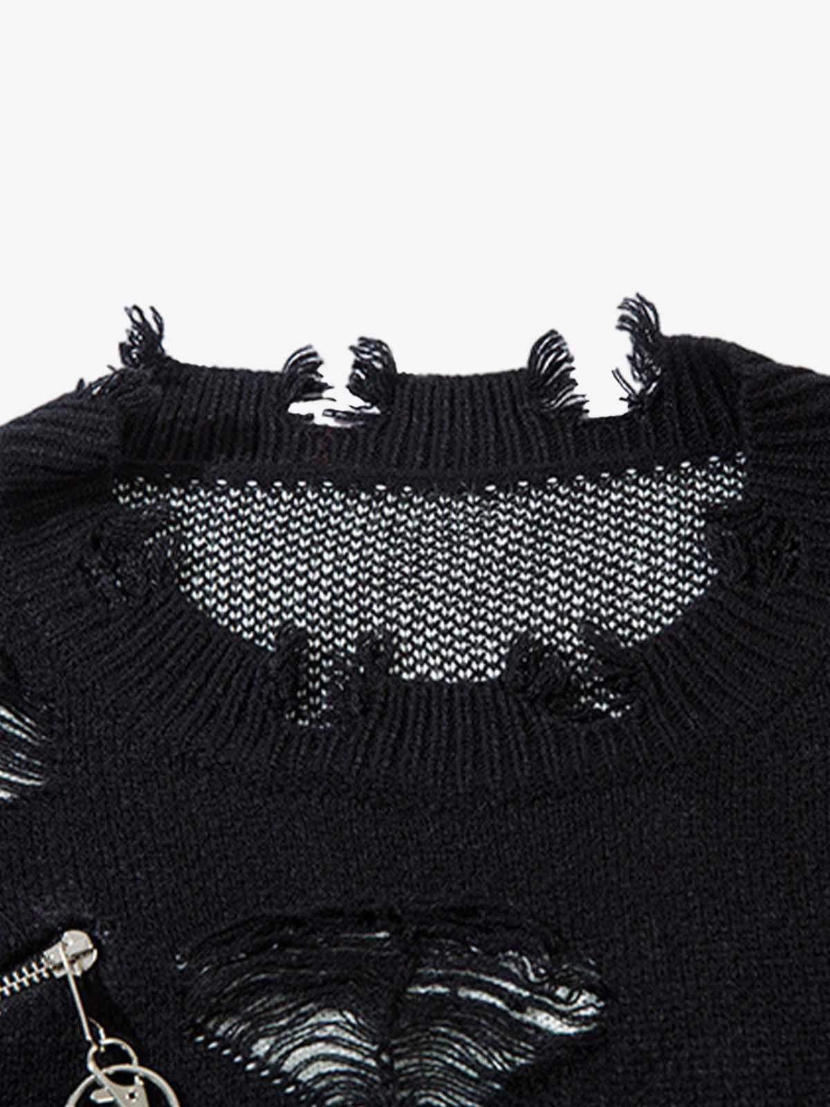 Other Black Distressed Oversized Knit Sweater, Grunge Pullover Size US M / EU 48-50 / 2 - 9 Thumbnail