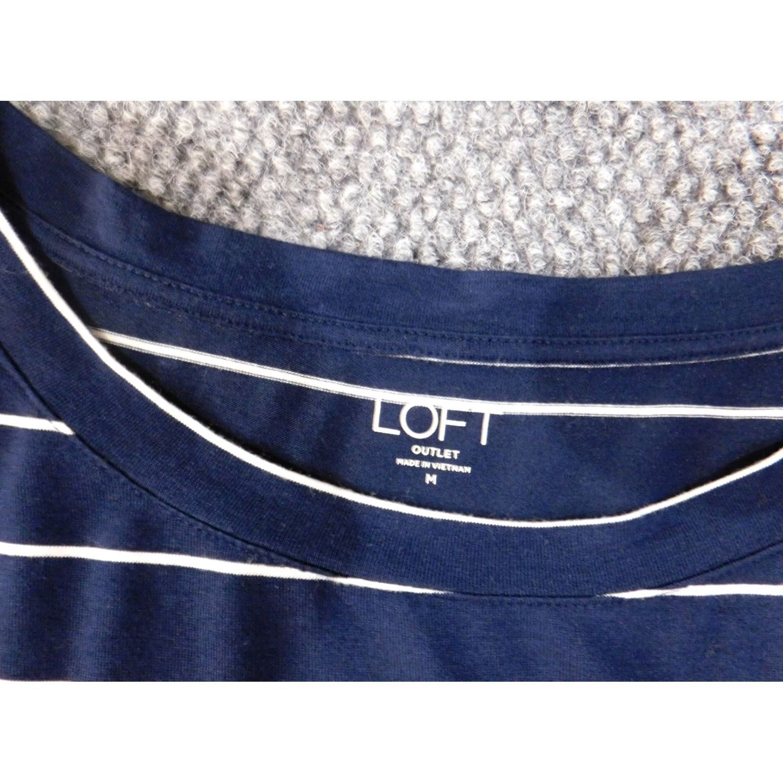 Ann Taylor Ann Taylor Loft Blouse Shirt Womens M Blue Striped Knit Rayon Pullover Round Neck Casual Stretch Size M / US 6-8 / IT 42-44 - 7 Thumbnail