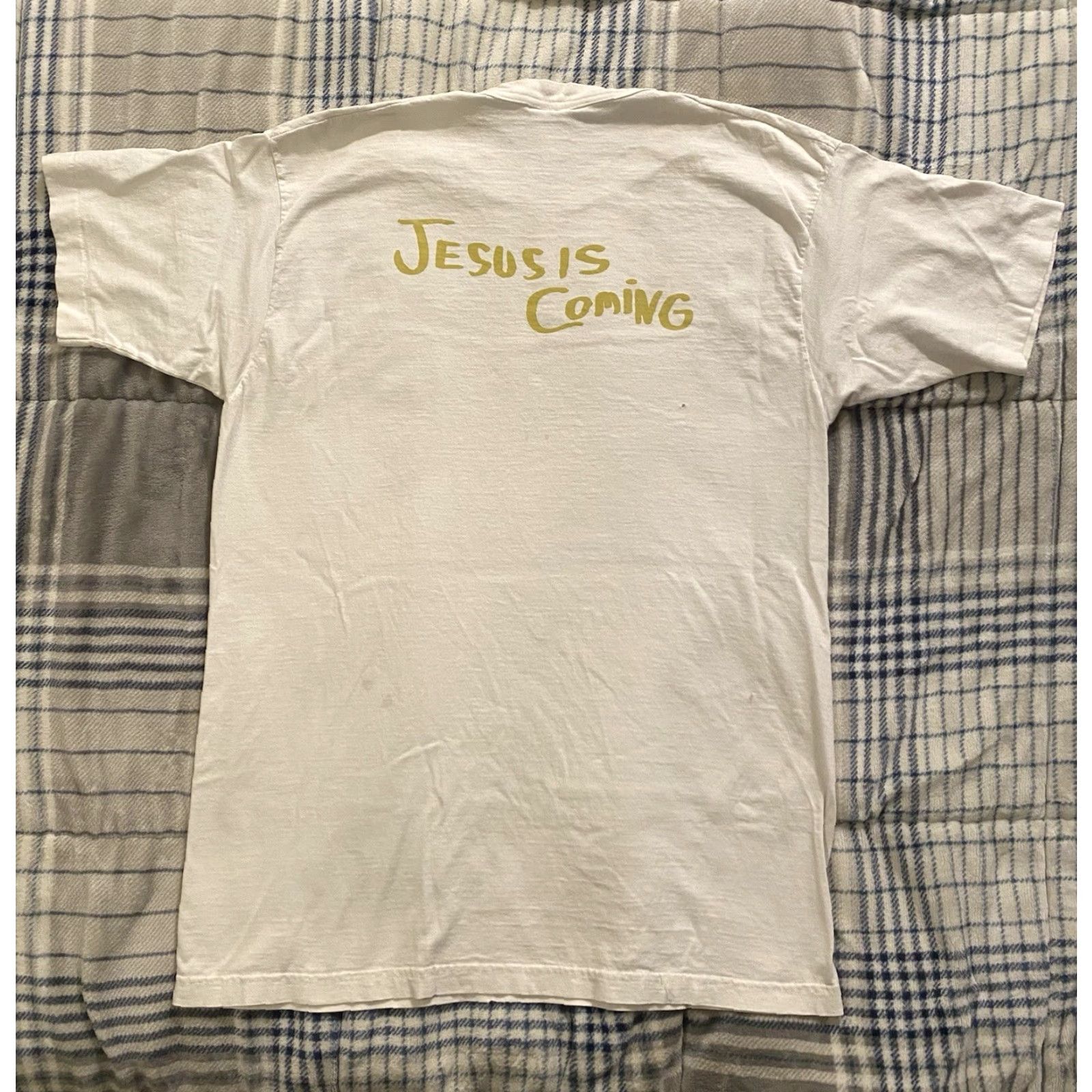 Fruit Of The Loom VINTAGE Fruit of the Loom T-Shirt White XL Graphic Print Jesus Is Coming 90s Grunge Crew Neck Short Sleeve Double-Sided Mens Size US XL / EU 56 / 4 - 2 Thumbnail