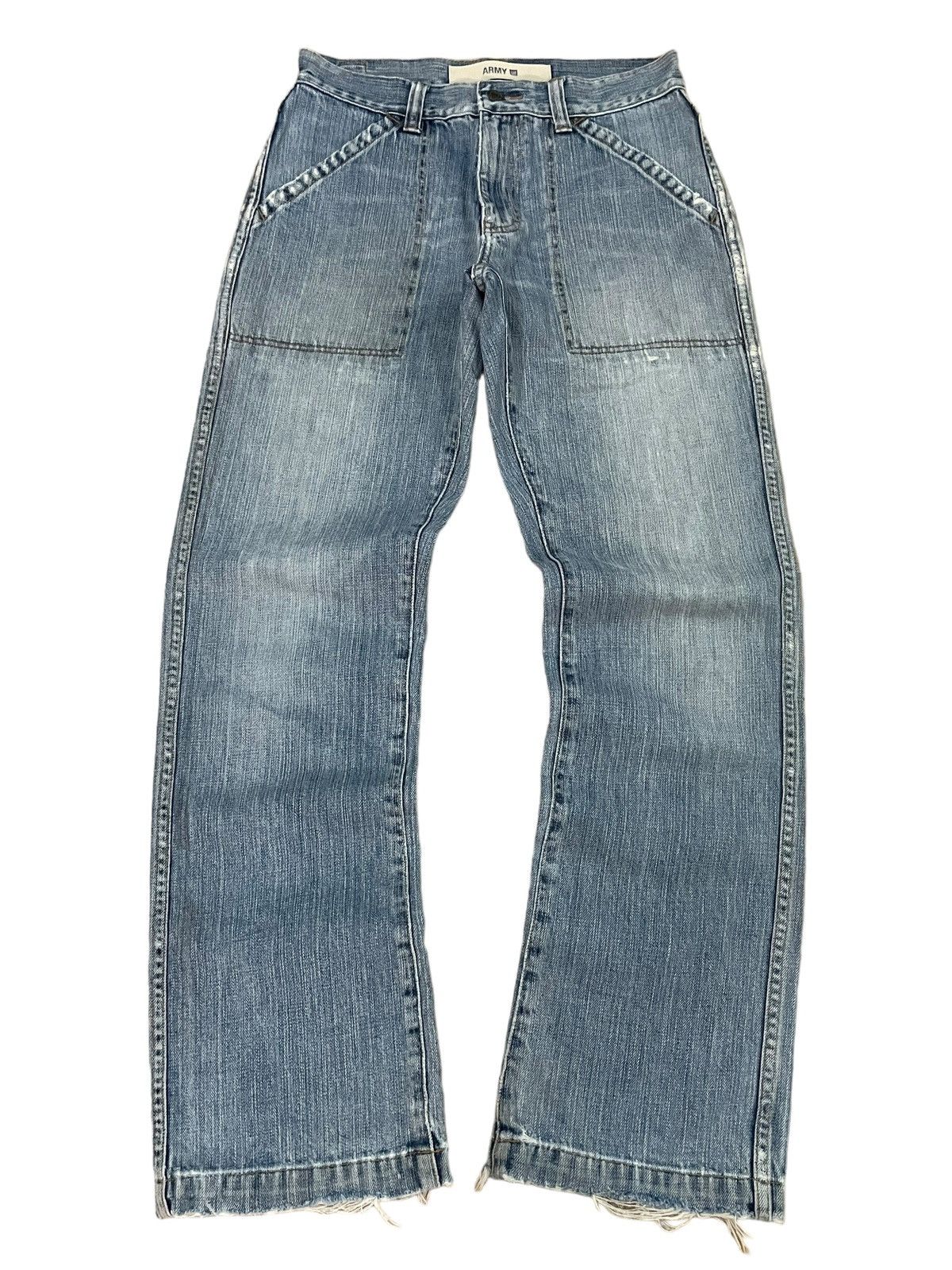 Gap Vintage Y2K Gap Army Blue Wash Crazy Pocket Straight Jeans Size US 29 - 6 Thumbnail