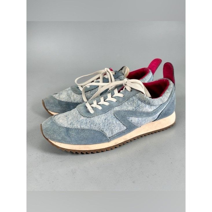 Rag & Bone Rag & Bone Light Blue Suede & Knit Sneakers with Pink Lining Size US 7.5 / IT 37.5 - 1 Thumbnail