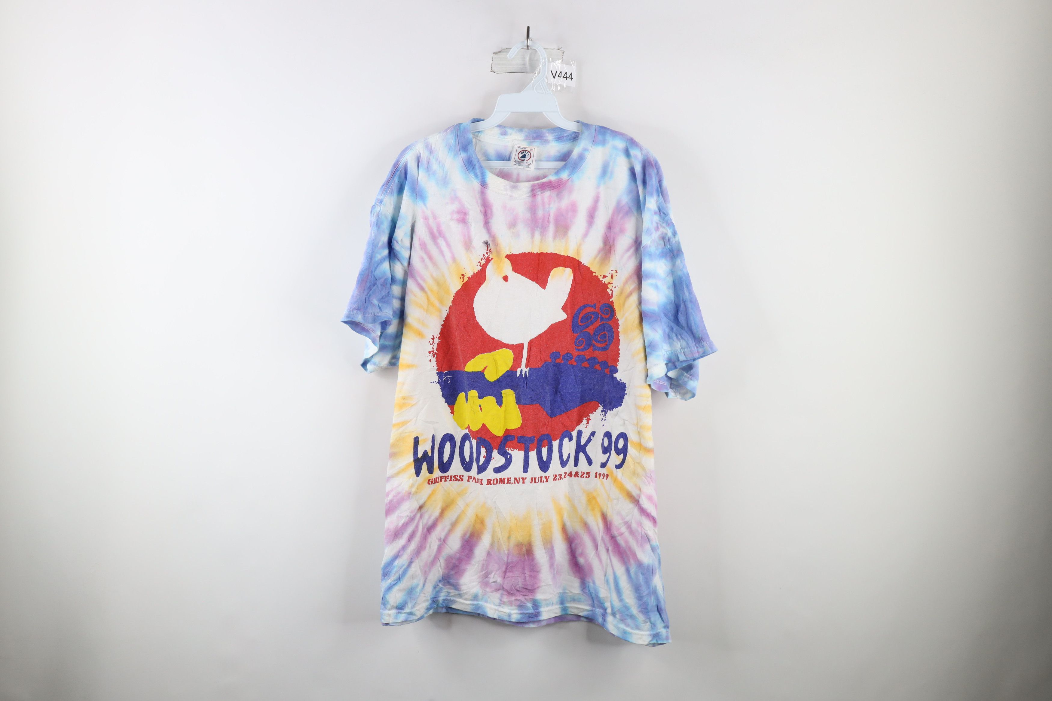 Vintage offers Woodstock 1994 Tour Tie Dye T-Shirt Big Graphic Double Sided Band 90s