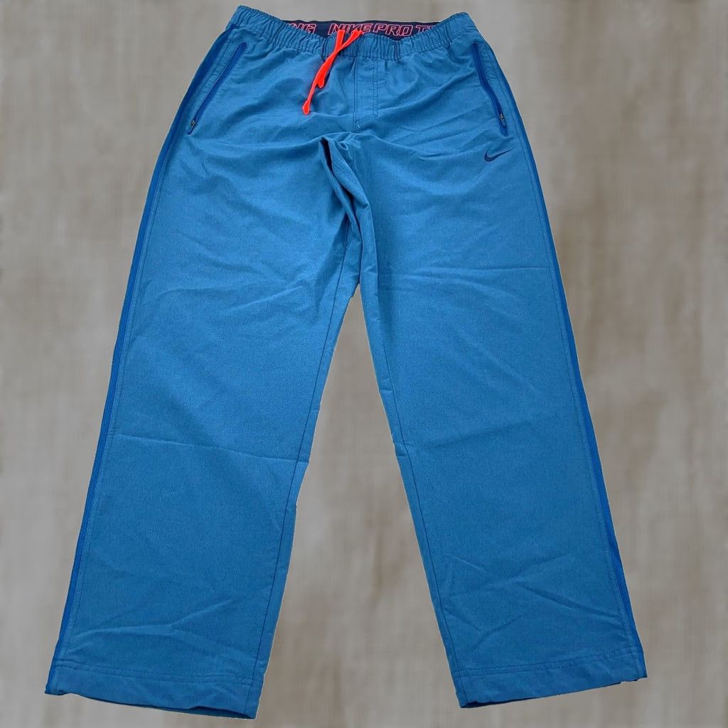 Nike Nike Pro Track Pants Men Large Blue Vertical Windbreakers Warm Ups Unlined Teal Size US 33 - 1 Thumbnail