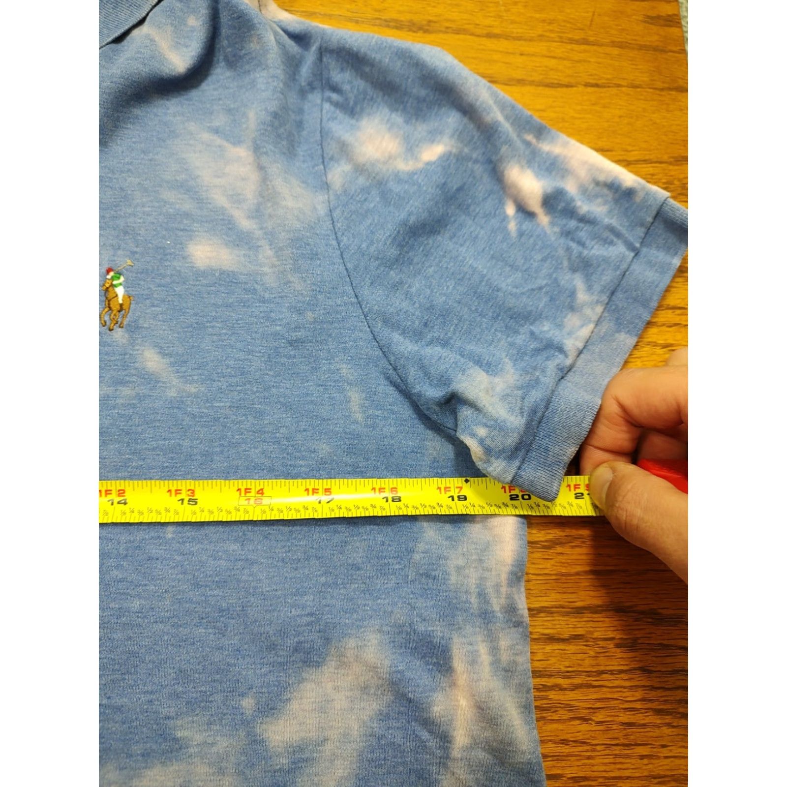 Polo Ralph Lauren VINTAGE Polo Ralph Lauren Shirt Mens Tie Dye Blue 100% Cotton Pima Short Sleeve Polo Acid Wash 90s College Classic USA Mens M Size US M / EU 48-50 / 2 - 7 Thumbnail