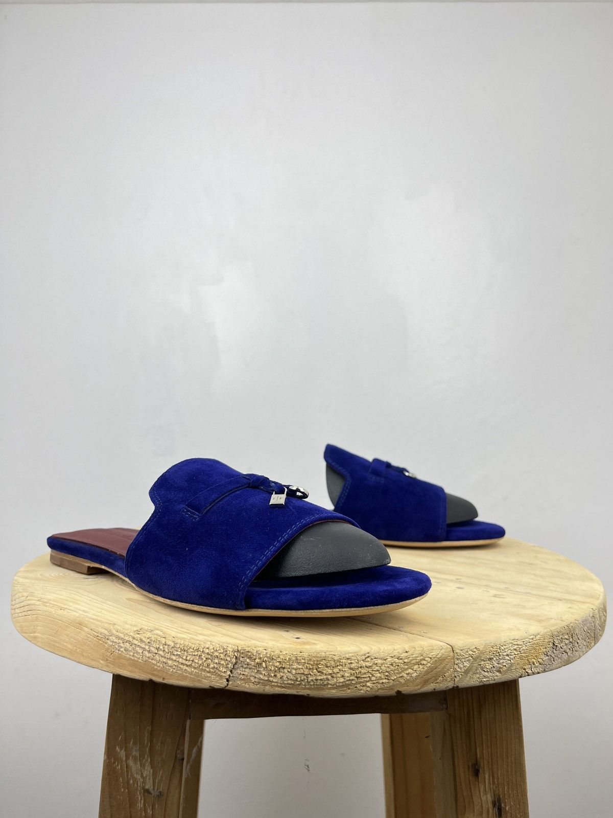 Loro Piana Navy Blue Suede Summer Charms Walk Slides Size US 9 / IT 39 - 7 Thumbnail