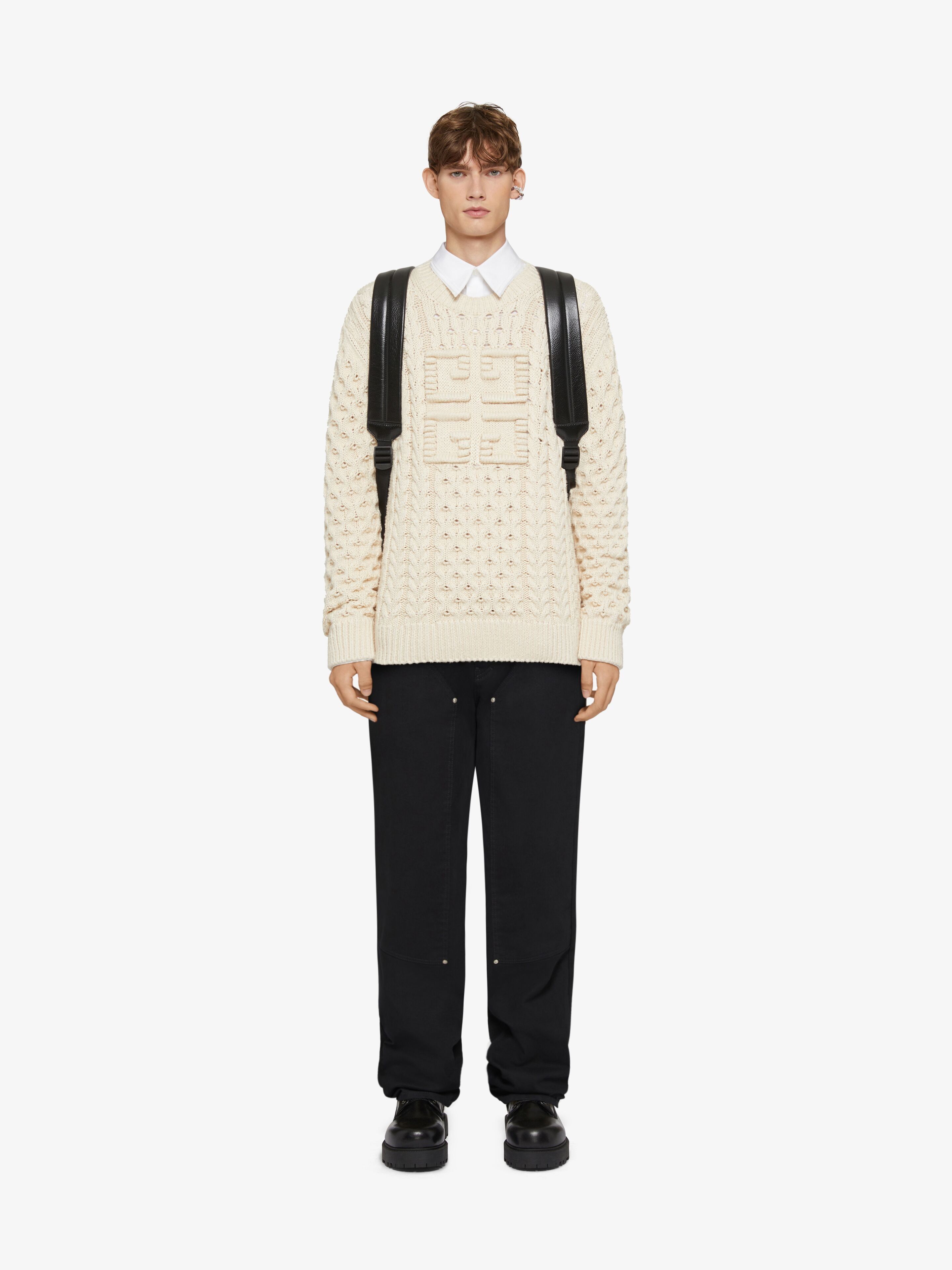 Givenchy o1srvl11e0325 4G Cable Knit Sweater in Sea Salt Size US M / EU 48-50 / 2 - 2 Thumbnail