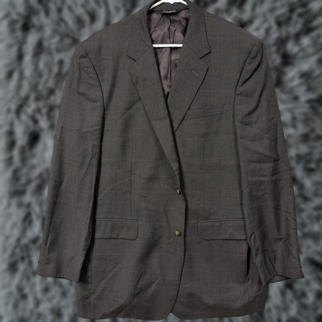 Jos. A. Bank Jos. A. Bank Sport Coat Mens 46L Brown Wool Plaid Blazer Two Button Suit Jacket Size 46R - 1 Thumbnail