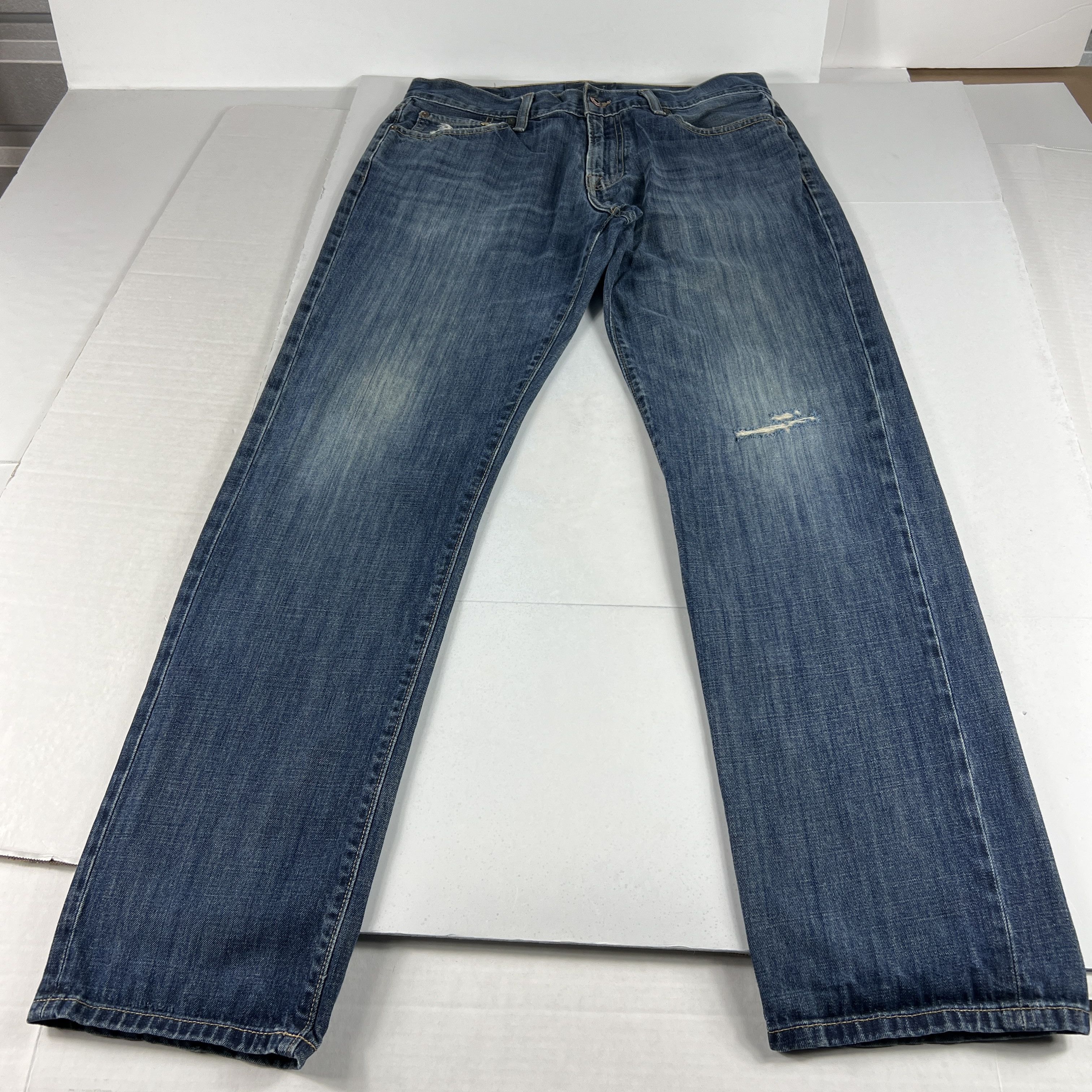 Lucky Brand Lucky Brand Jeans 221 Straight Blue Faded Distressed Denim Size US 33 - 1 Thumbnail