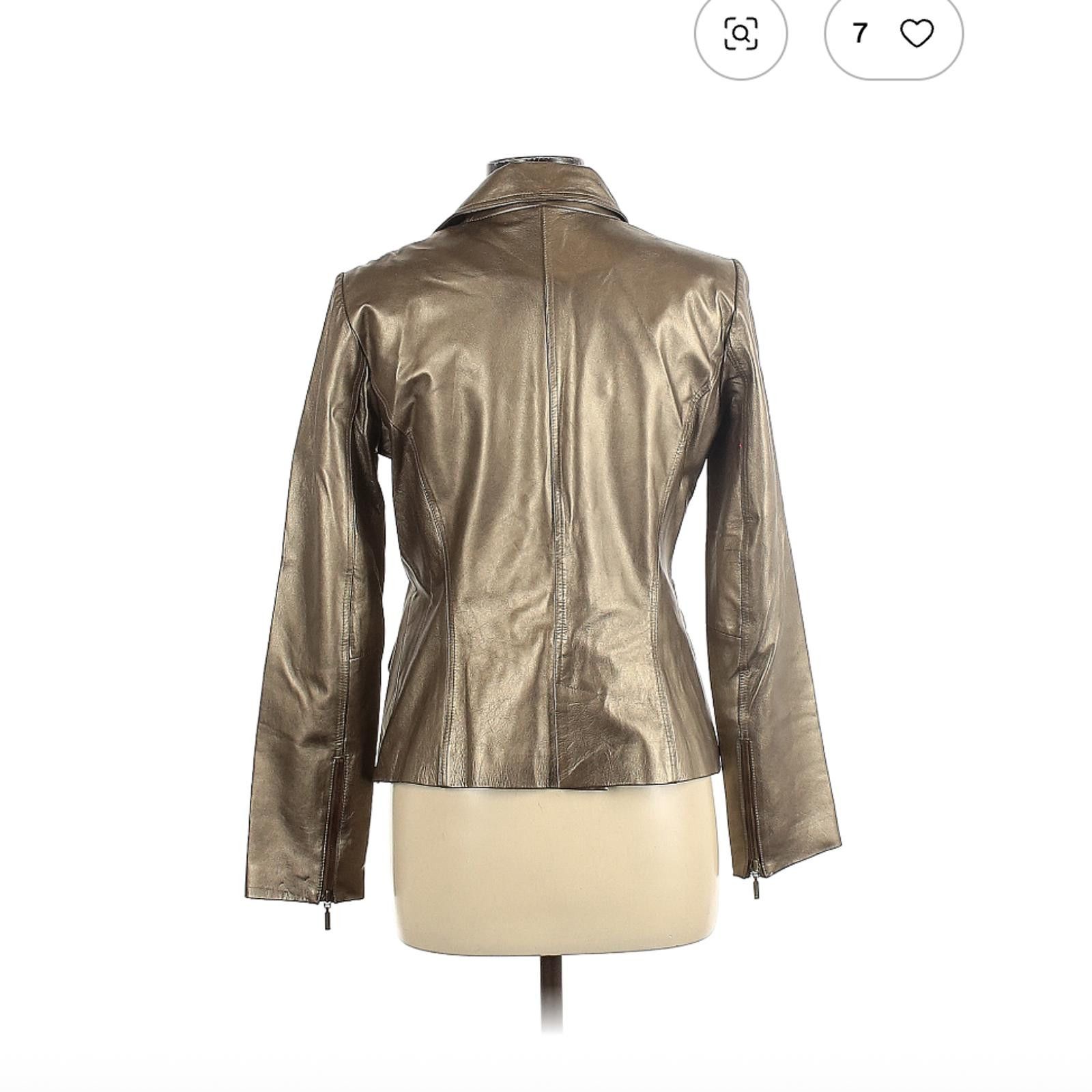 Unknown London Cache Gold Metallic Leather Blazer Jacket Size ONE SIZE - 2 Thumbnail