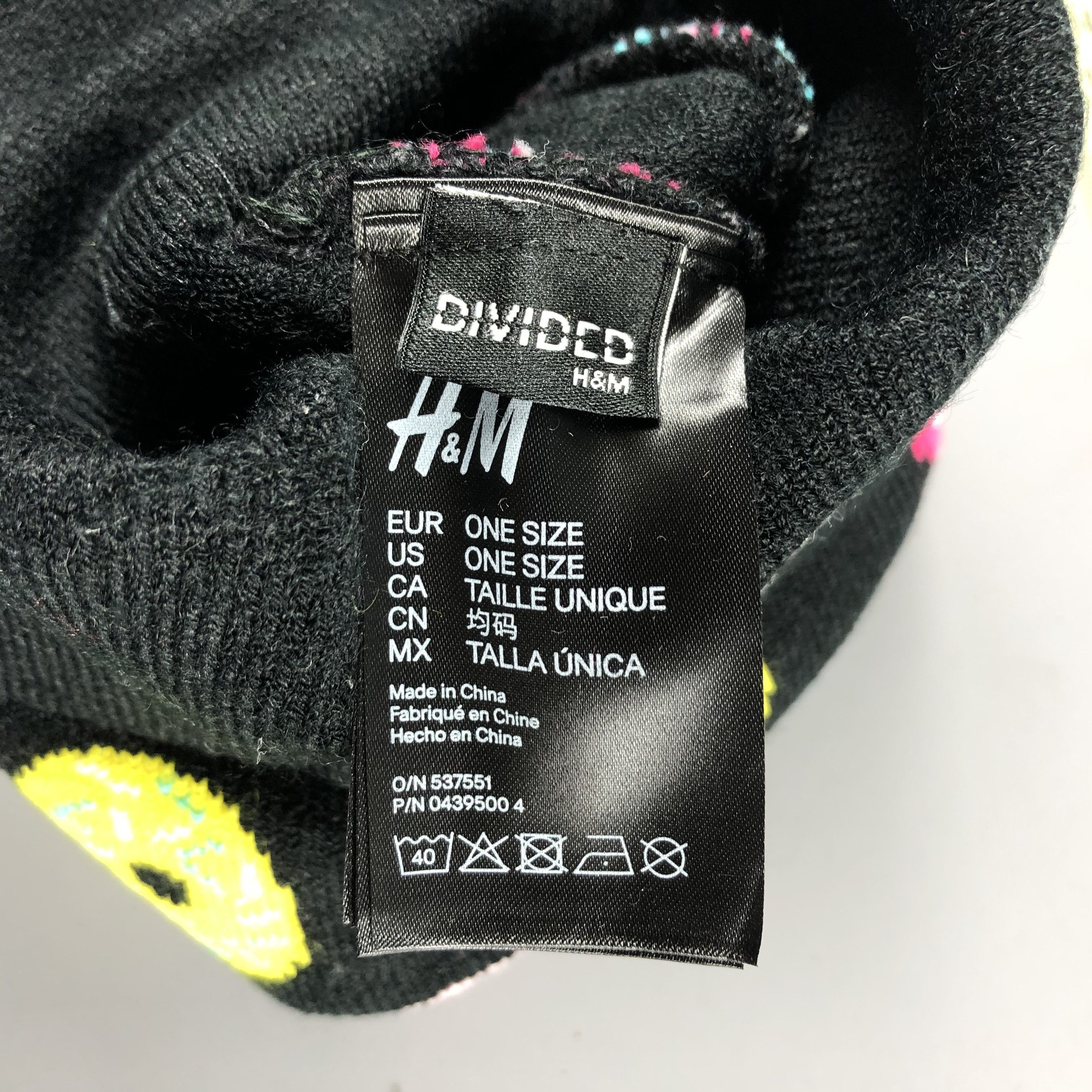 H&M × Vintage Divided H&M "I Donut Care" Beanie Snow Hat Snow Cap -D829 Size ONE SIZE - 4 Thumbnail