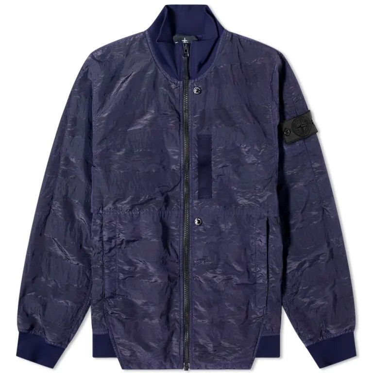 image of Stone Island x Stone Island Shadow Project Striped Nylon Metal Bomber 40701 in Dark Blue (Size XL)