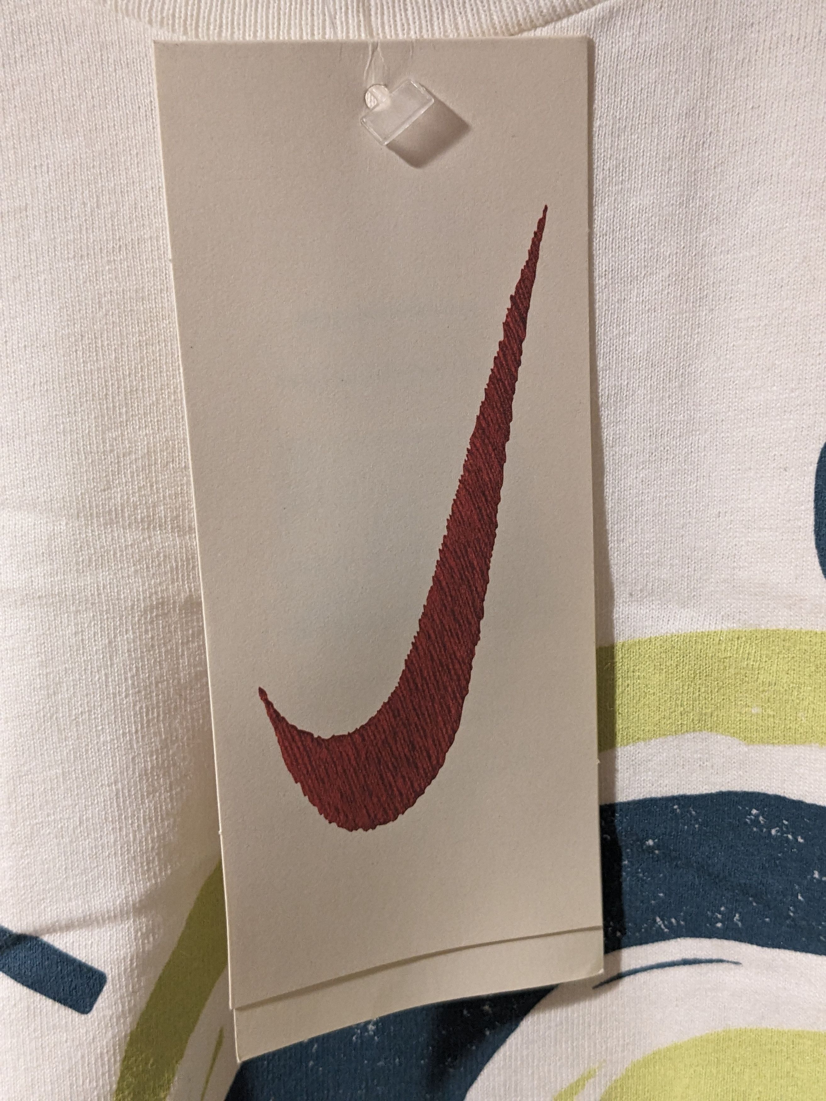 Nike × Vintage Vintage 90s Nike Arch Swoosh White Large T-Shirt Size US L / EU 52-54 / 3 - 4 Thumbnail