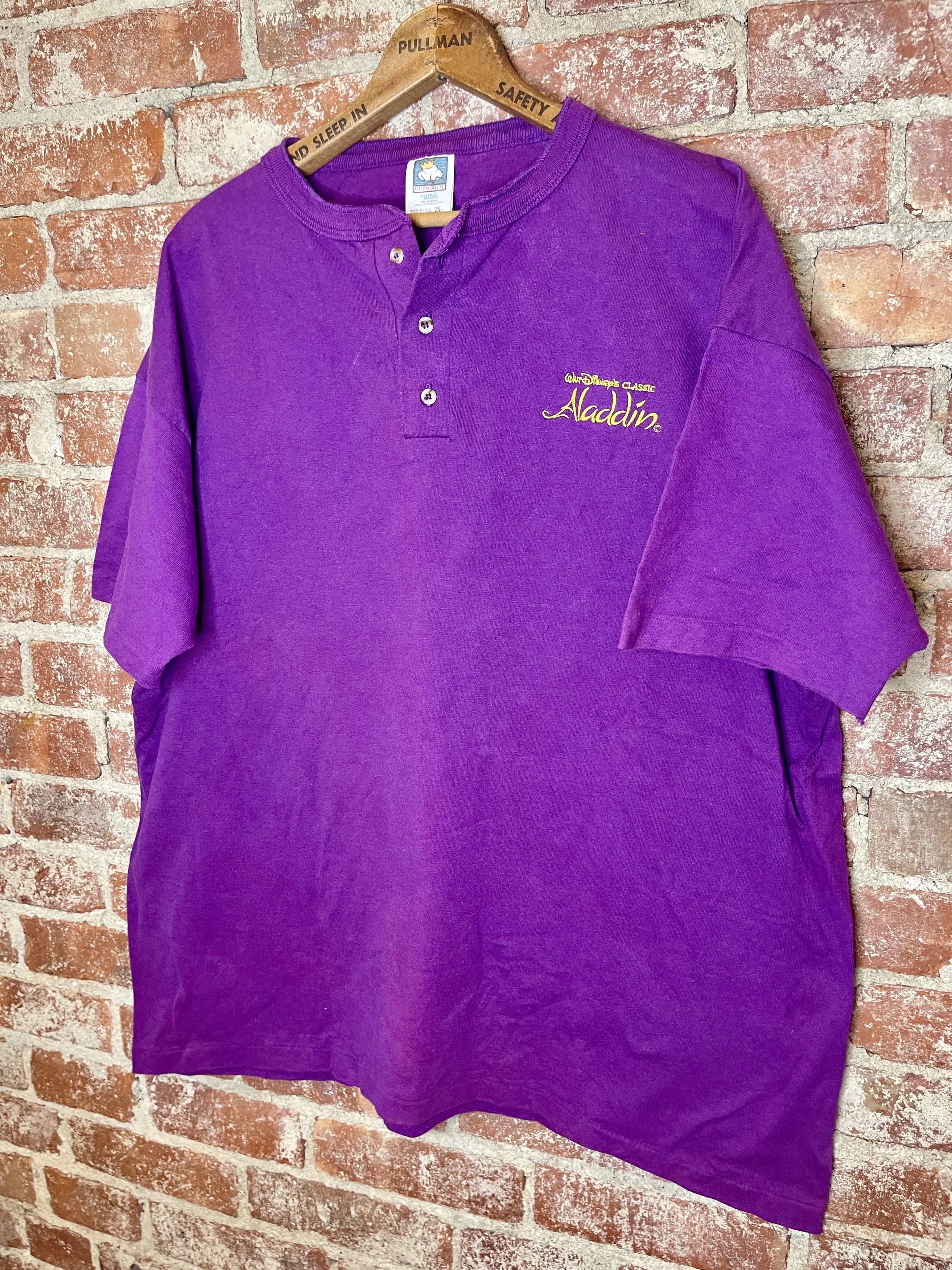 Disney × Vintage RARE!!! 1992 Disney Aladdin Vintage 90's Movie Promo T-Shirt Size US XXL / EU 58 / 5 - 6 Thumbnail