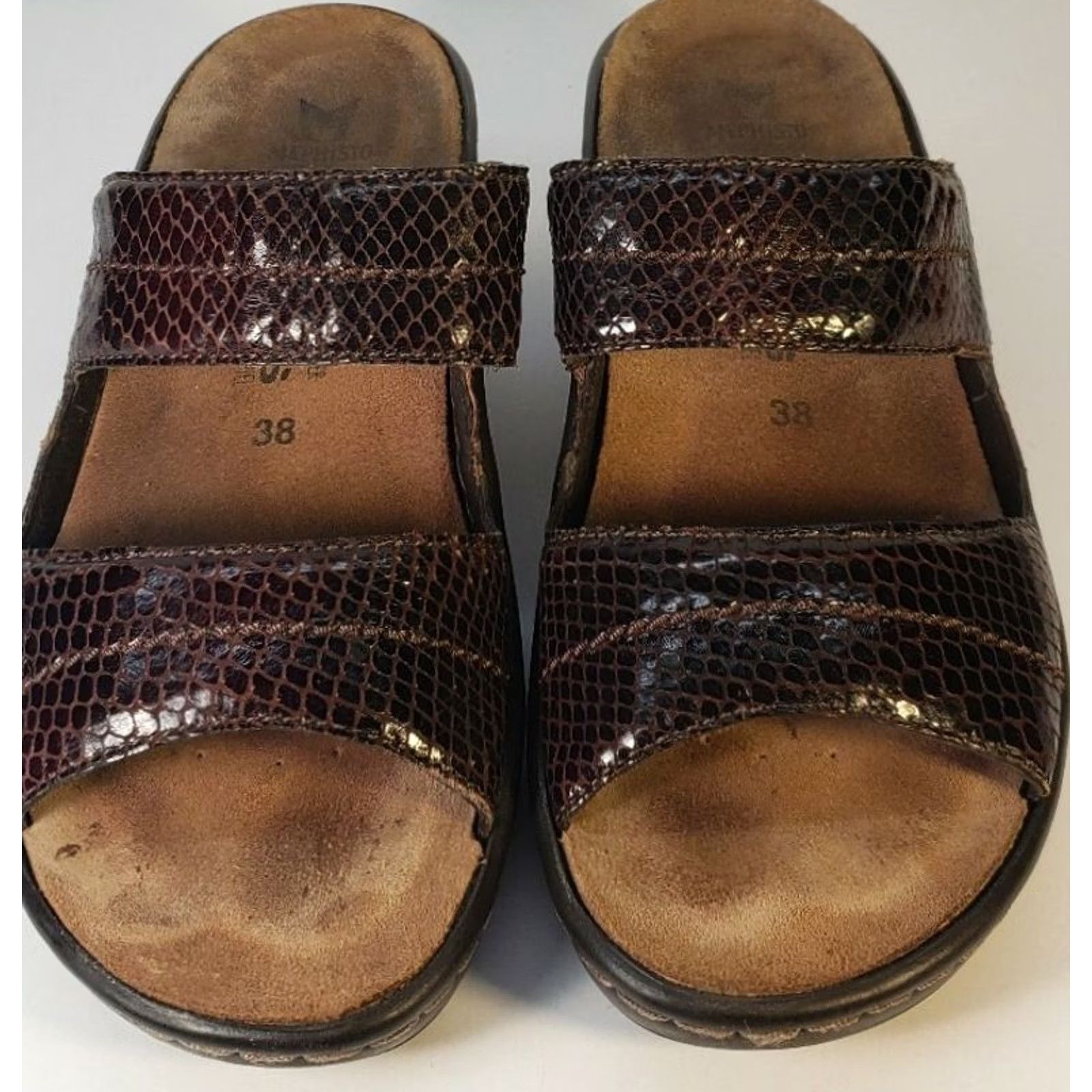 Mephisto Mephisto Mobils Uluria Wedge Slide Sandal US7.5 EU38 Tan Leather Pebbled Finish on Leather Womens Shoes Mens? Size US 8 / IT 38 - 3 Thumbnail