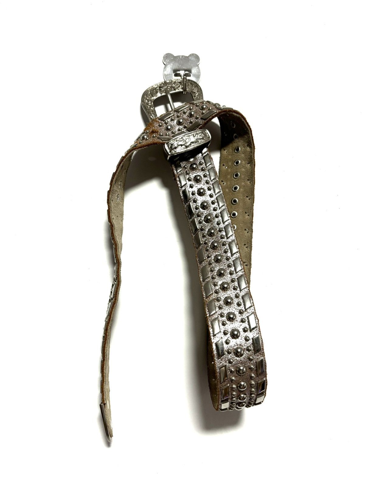 Leather Vintage Design Studded Belt (size 33-35) Size ONE SIZE - 7 Thumbnail