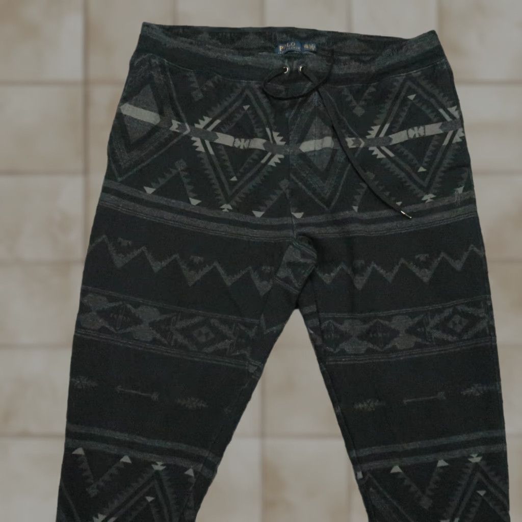 Polo Ralph Lauren VINTAGE Polo Ralph Lauren Pants Men 2XL Black Gray Aztec Southwestern Jogger Zip Pocket Size US XXL / EU 58 / 5 - 1 Thumbnail