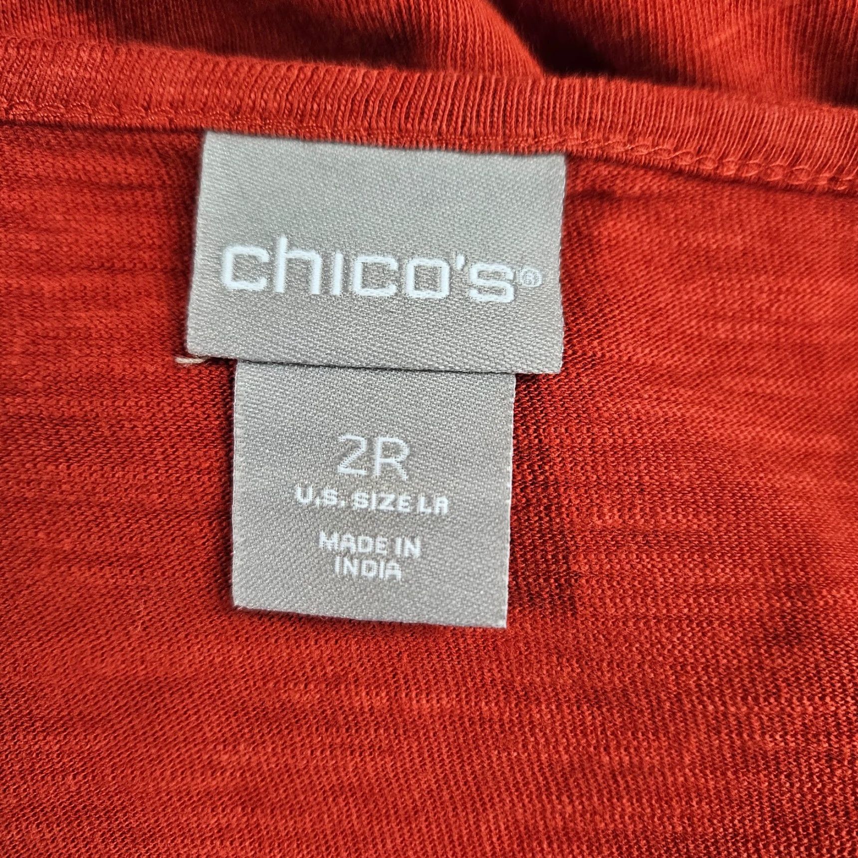 Vintage Chico's Women's Top Shirt L Red 3/4 Sleeve Cotton Blend Crochet Lace Rust Blouse Womens Size L / US 10 / IT 46 - 6 Thumbnail